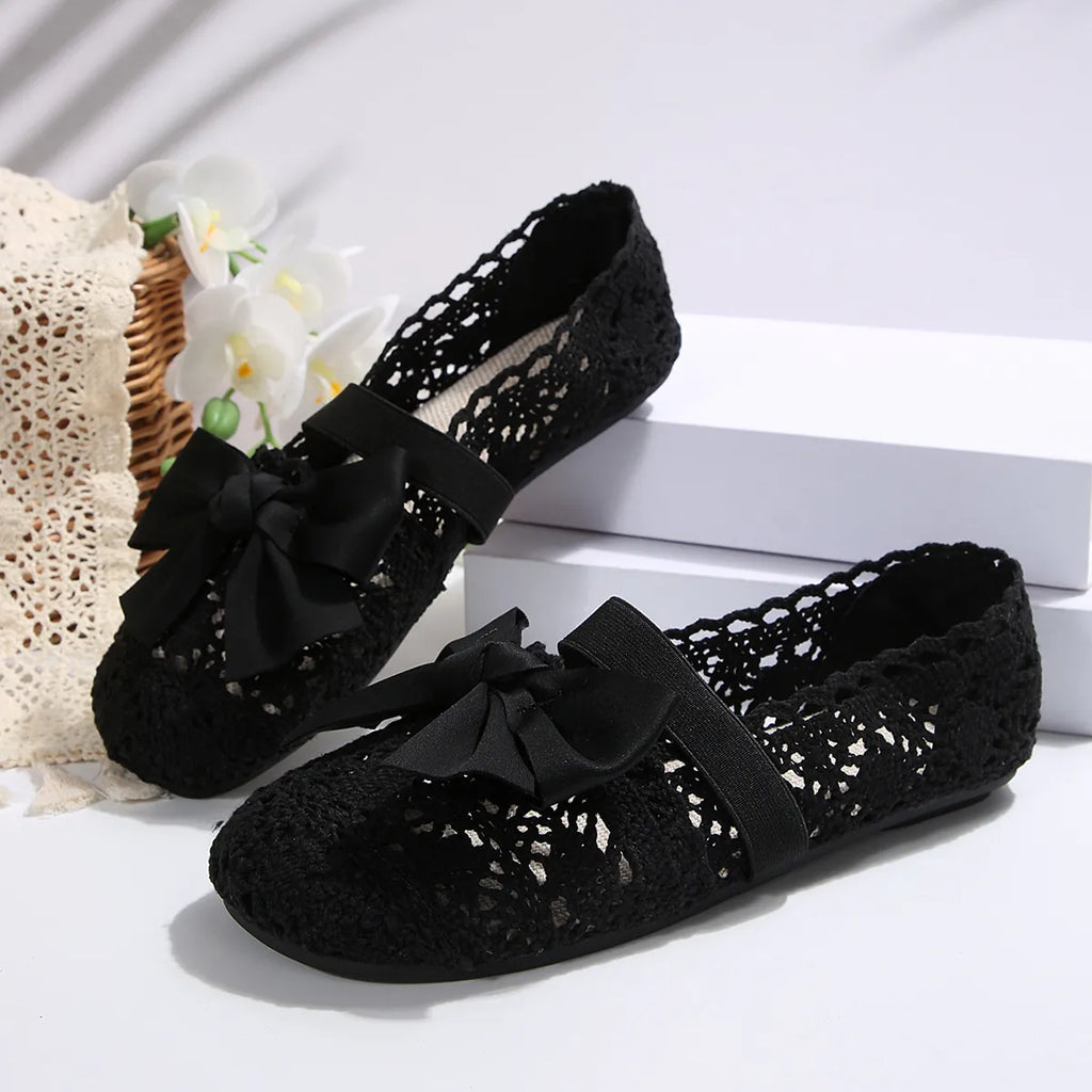 Bow Round Toe Flat Slip-Ons