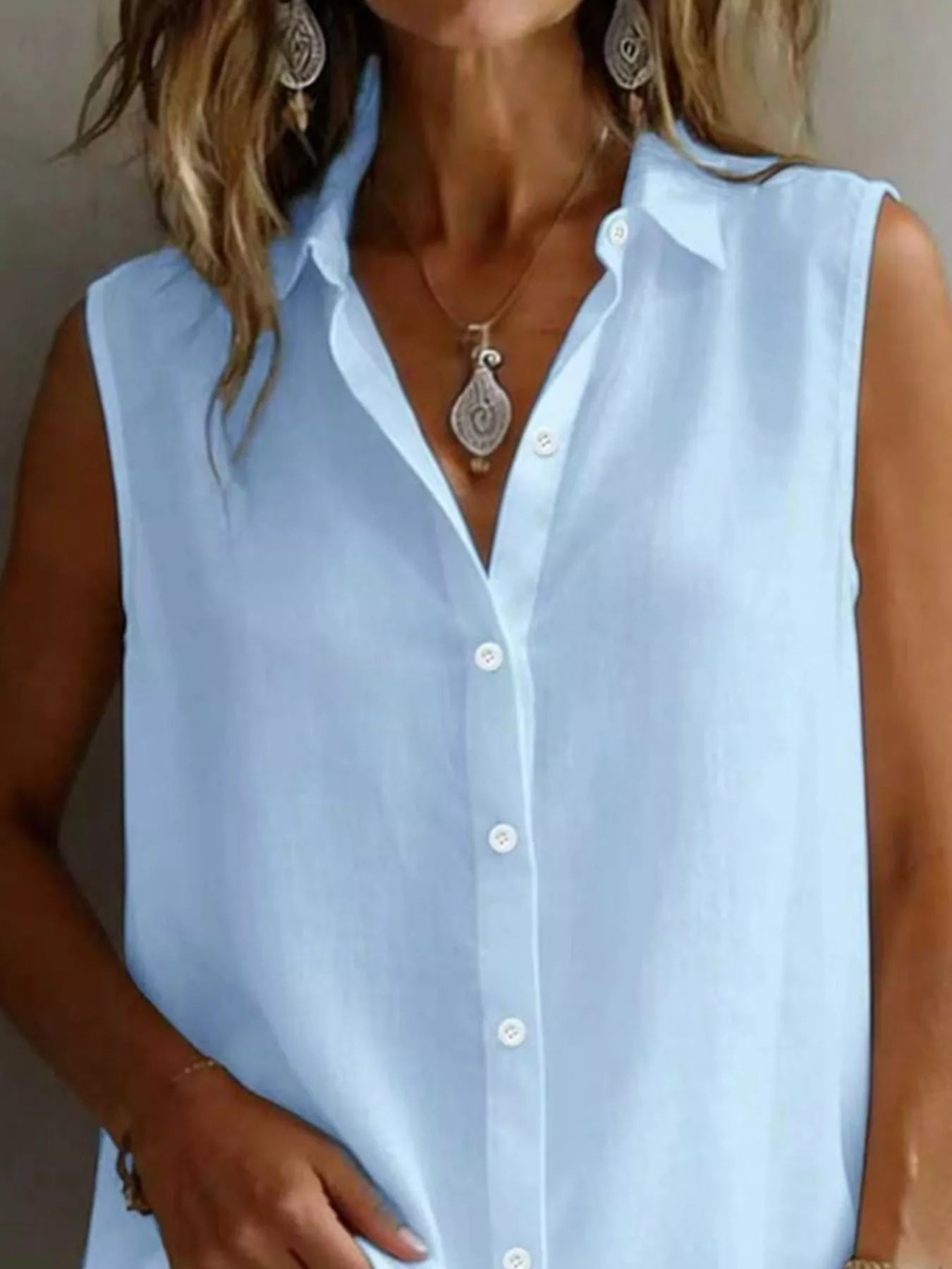 Sleeveless Button-Down Shirt
