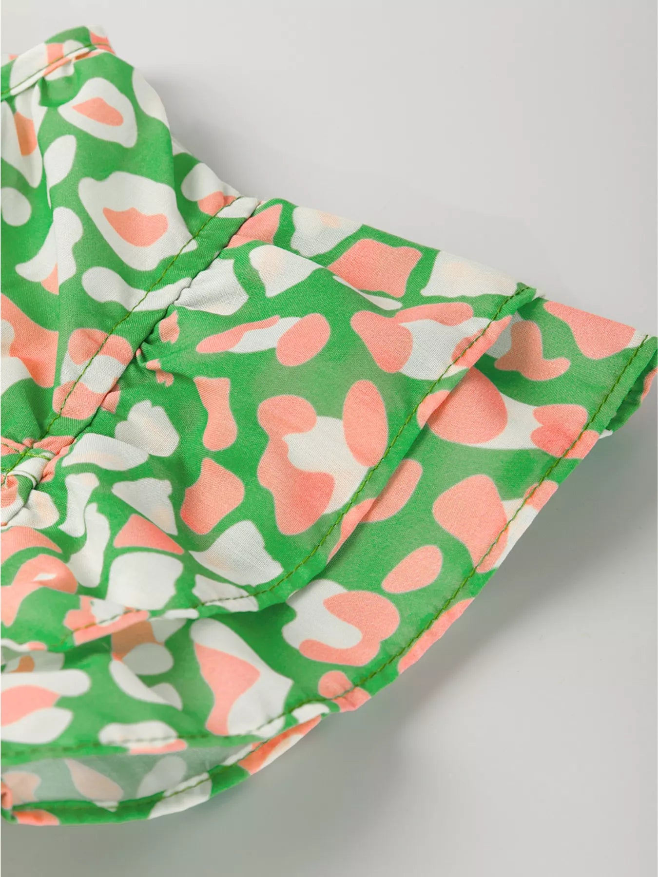 Printed Ruffled Cap Sleeve Blouse