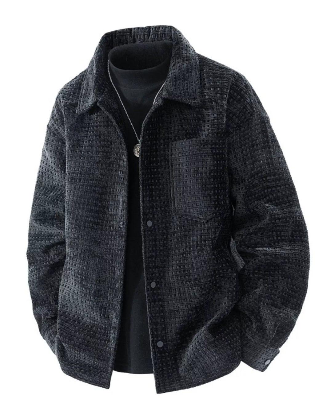 Men's Plus Size Textured Snap Down Shacket