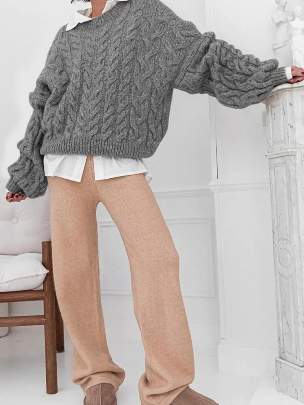 Cable Knit Long Sleeve Sweater