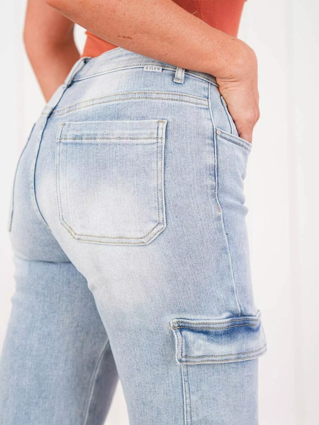 Full Size Wash Wide Leg Cargo Jeans Plus Size