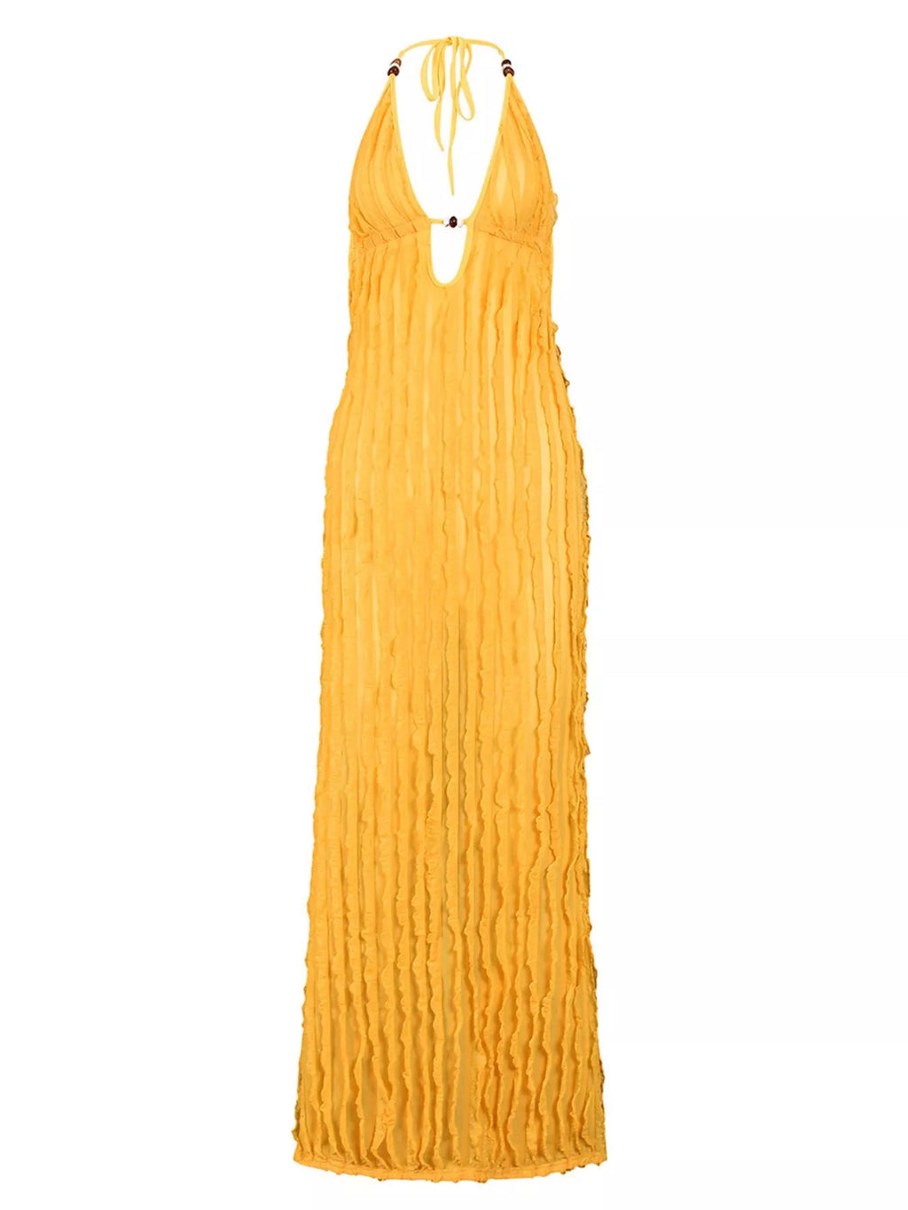 Textured Halter Neck Bodycon Maxi Dress