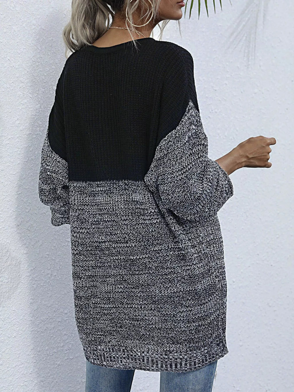 Color Block Long Sleeve Oversized Sweater