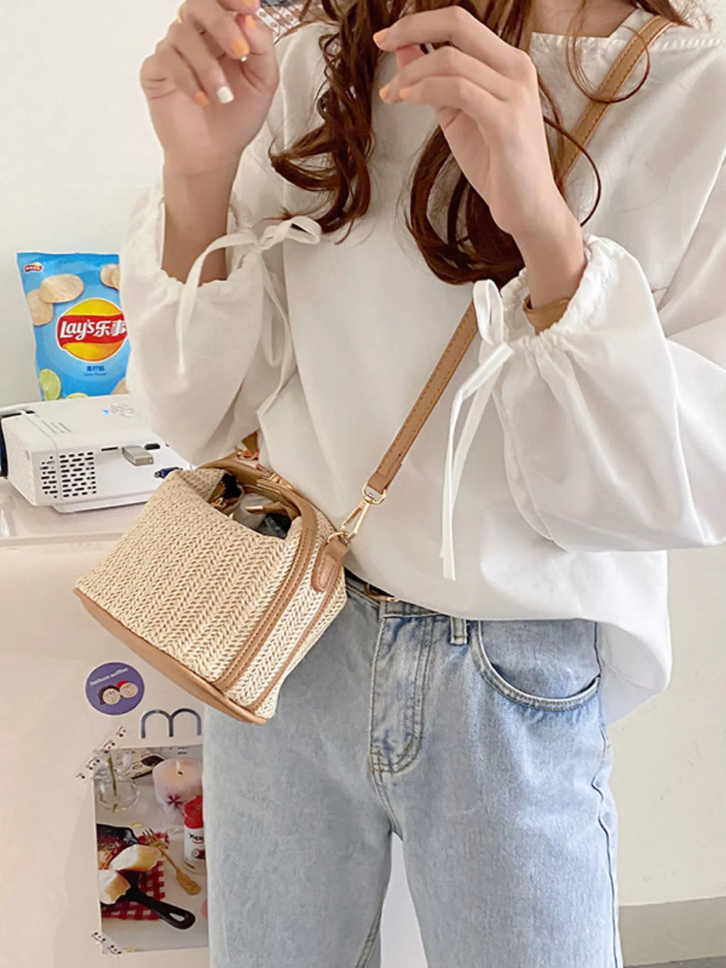 Woven Straw Crossbody Bag