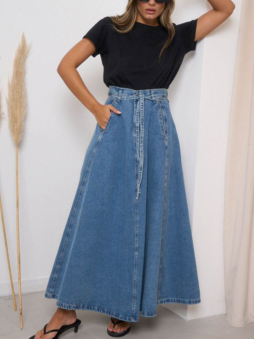 High-Waisted Denim Skirt