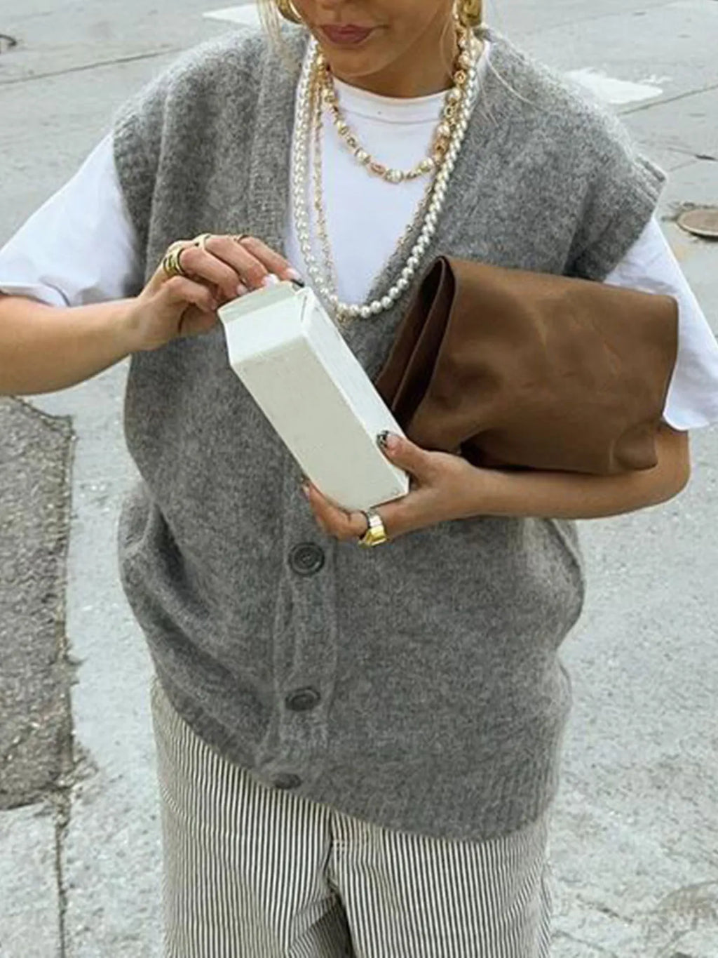 Button-Front Sweater Vest