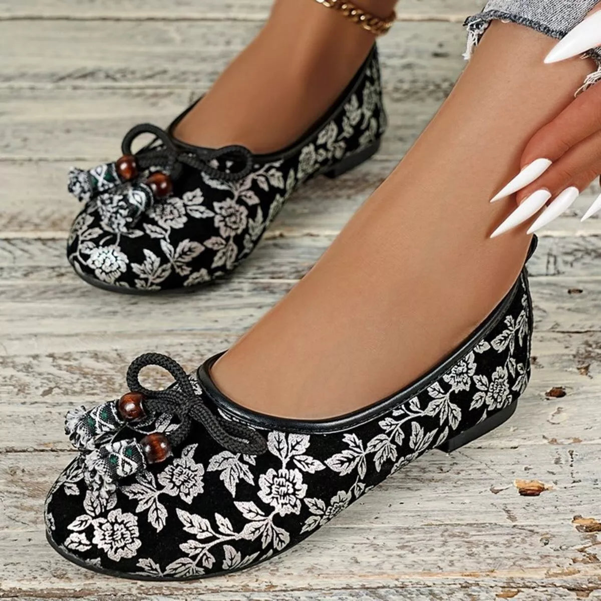 Bow Round Toe Slip-Ons