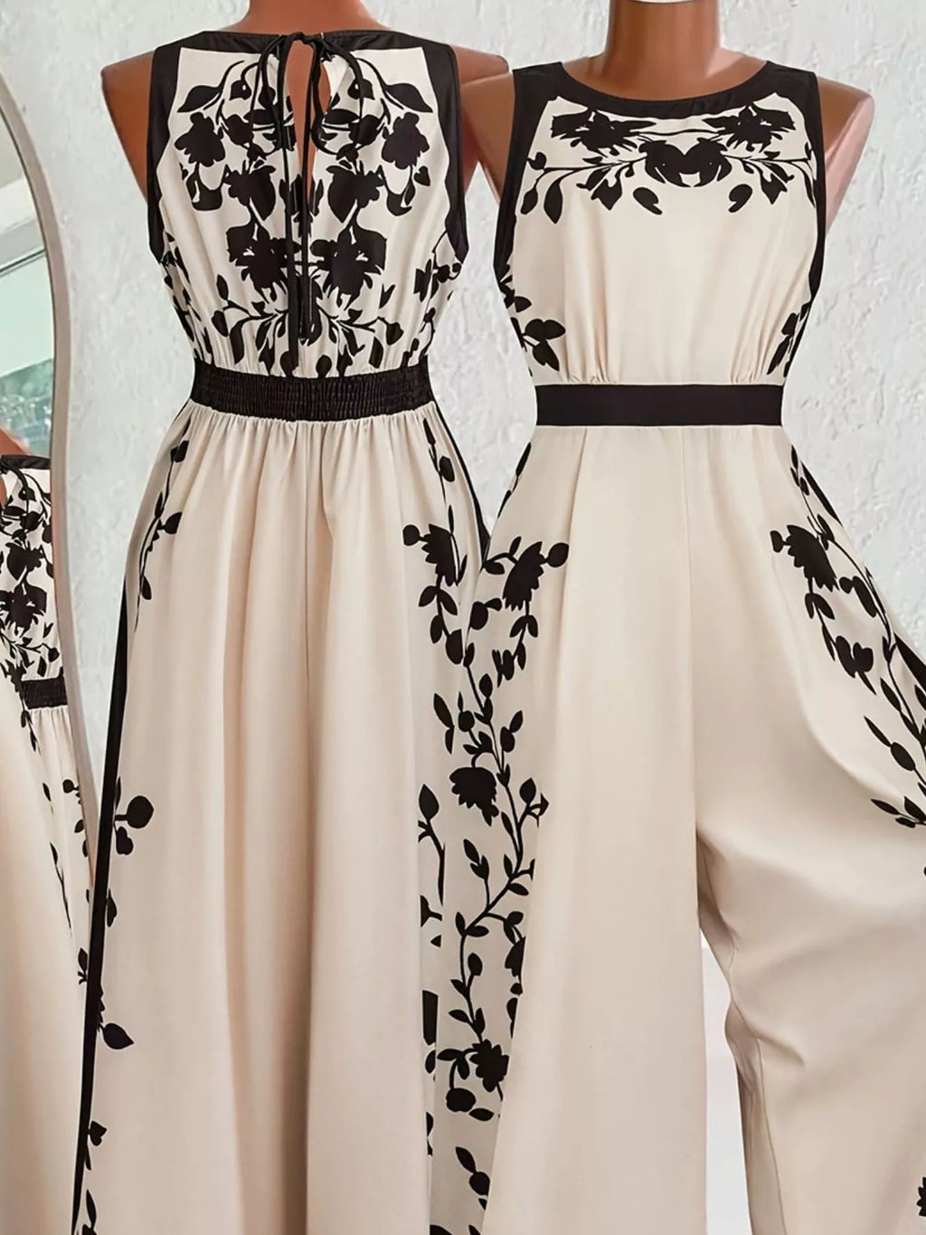 Printed Sleeveless Wide Leg Jumpsuit