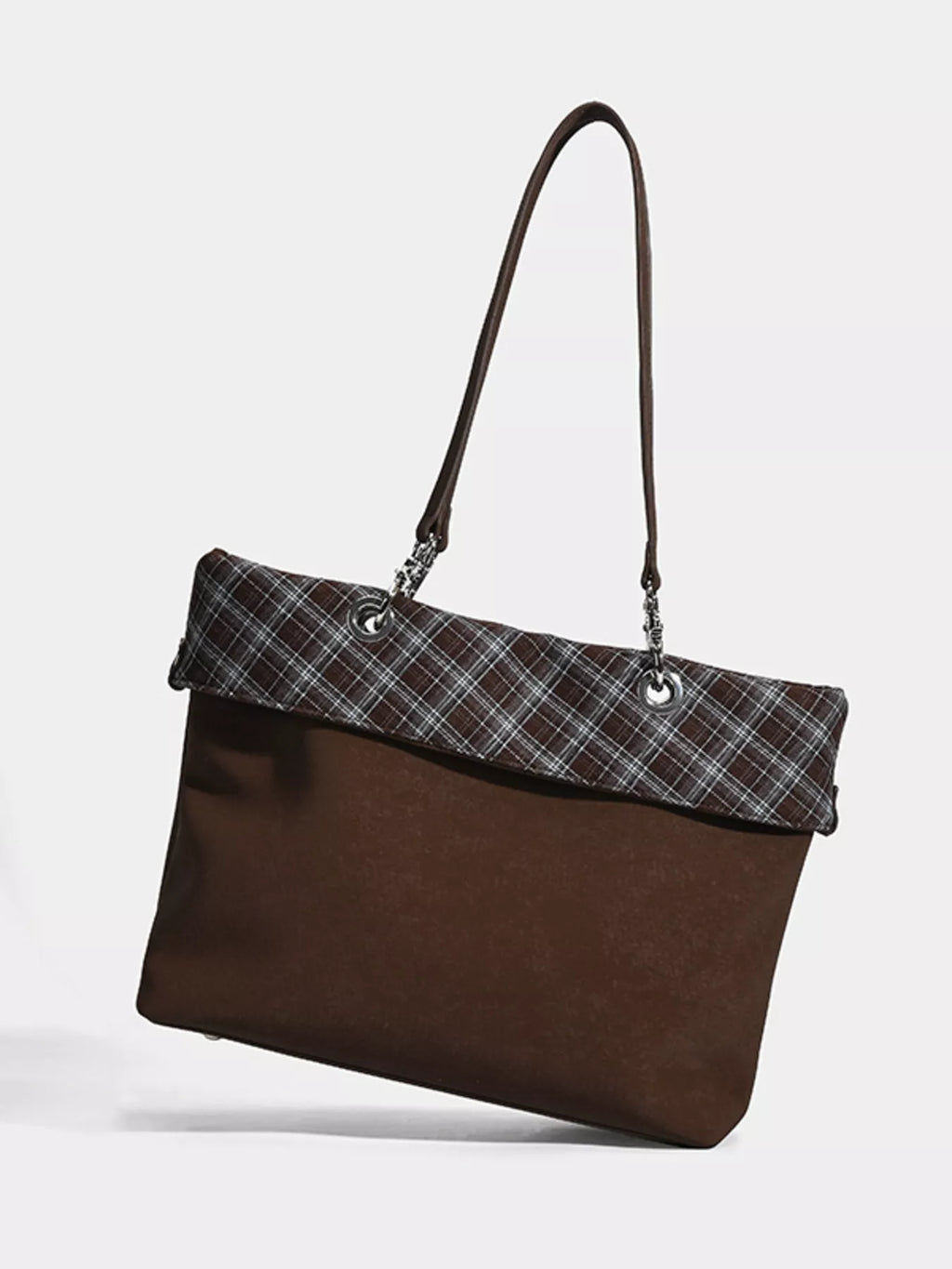 Plaid Trim Shoulder Bag