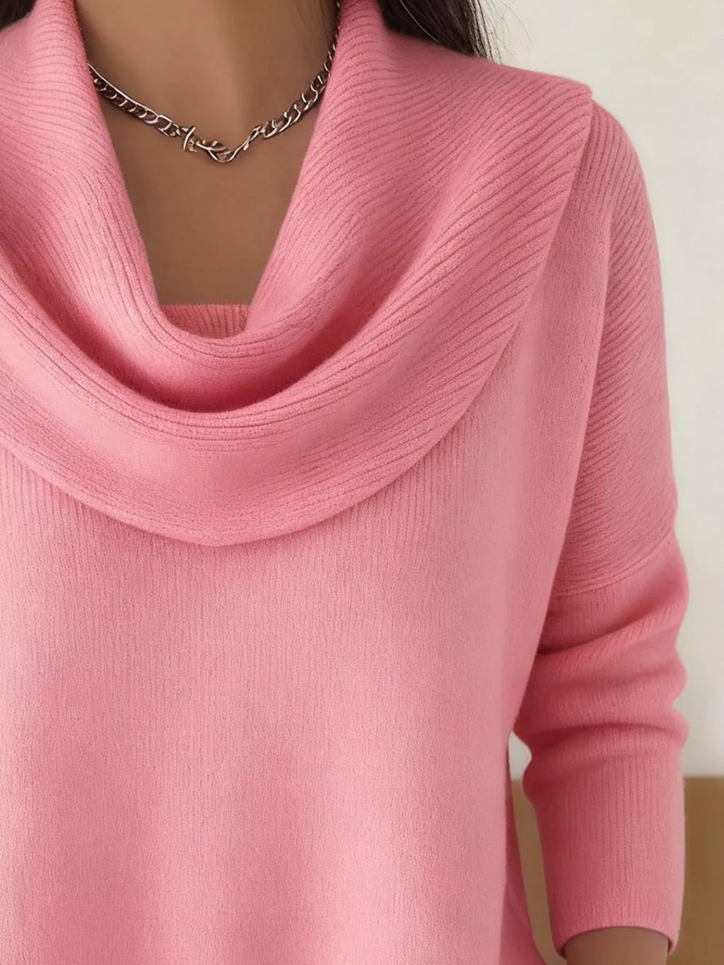 Drape Neck Long Sleeve Knit Top