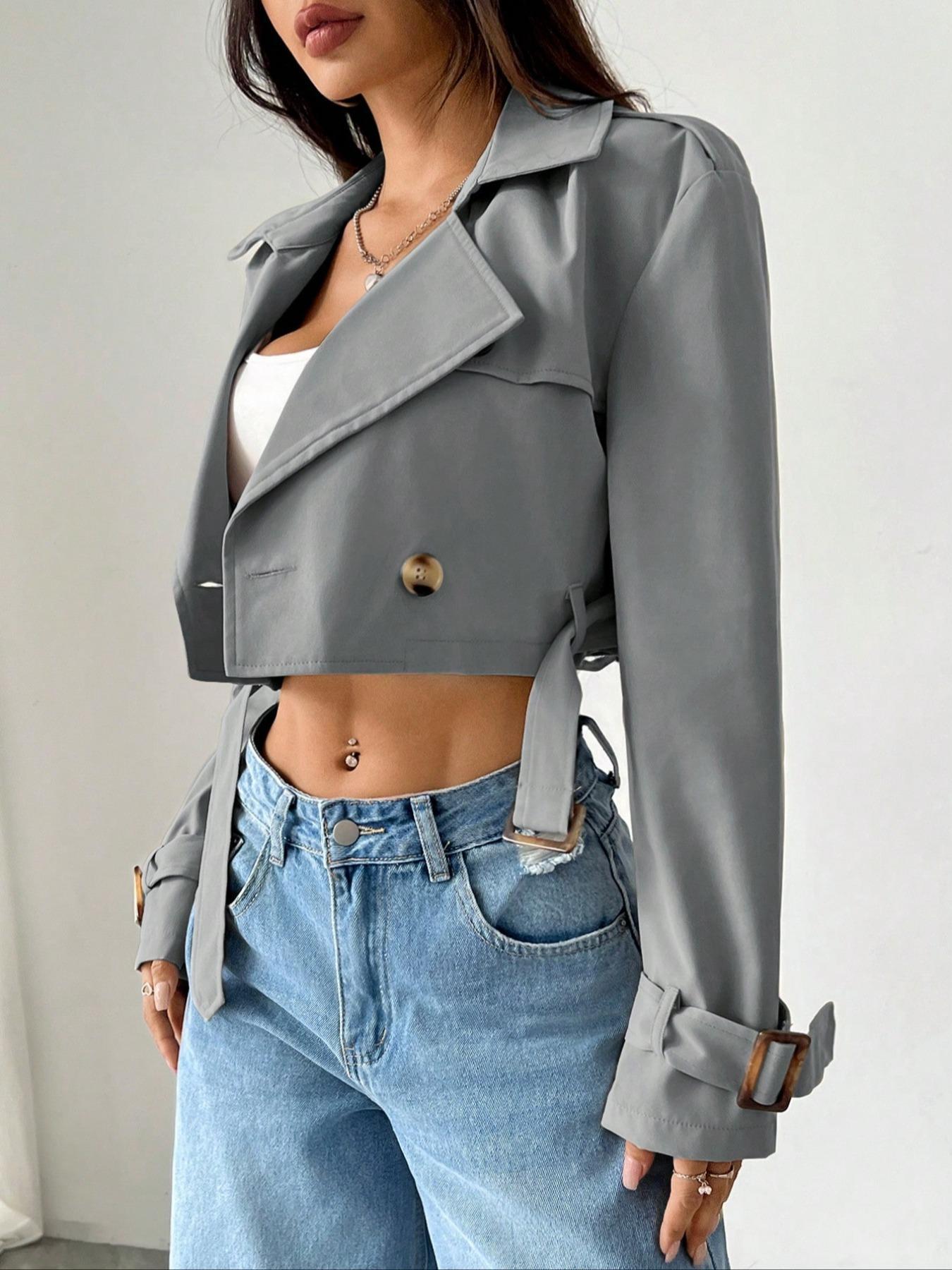 Double-Breasted Cropped Outerwear