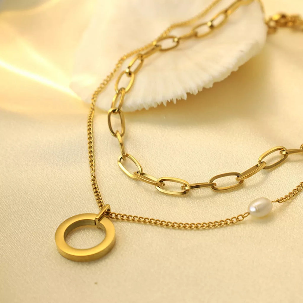 18K Gold-Plated Double Layered Necklace