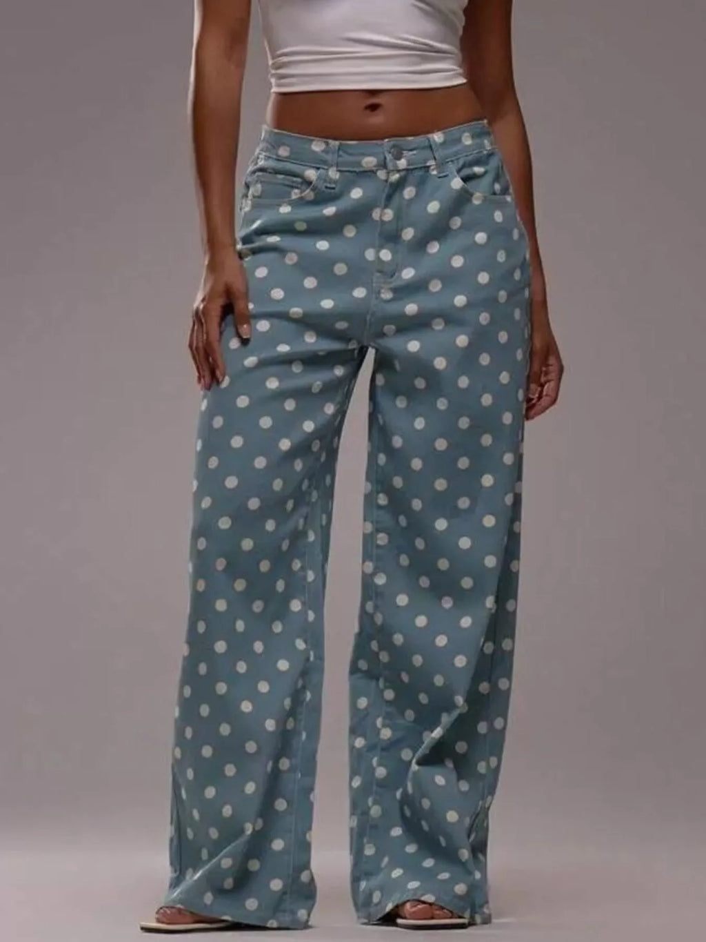 Polka Dot Wide Leg Jeans