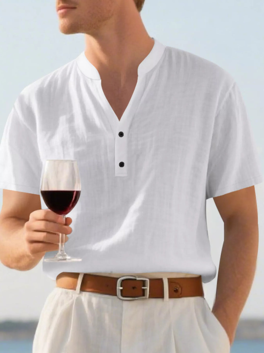 Men's Full Size Button Detail Short Sleeve Shirt Plus Size