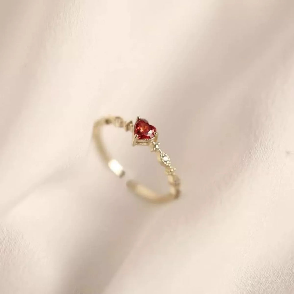 925 Sterling Silver Zircon Heart Open Ring