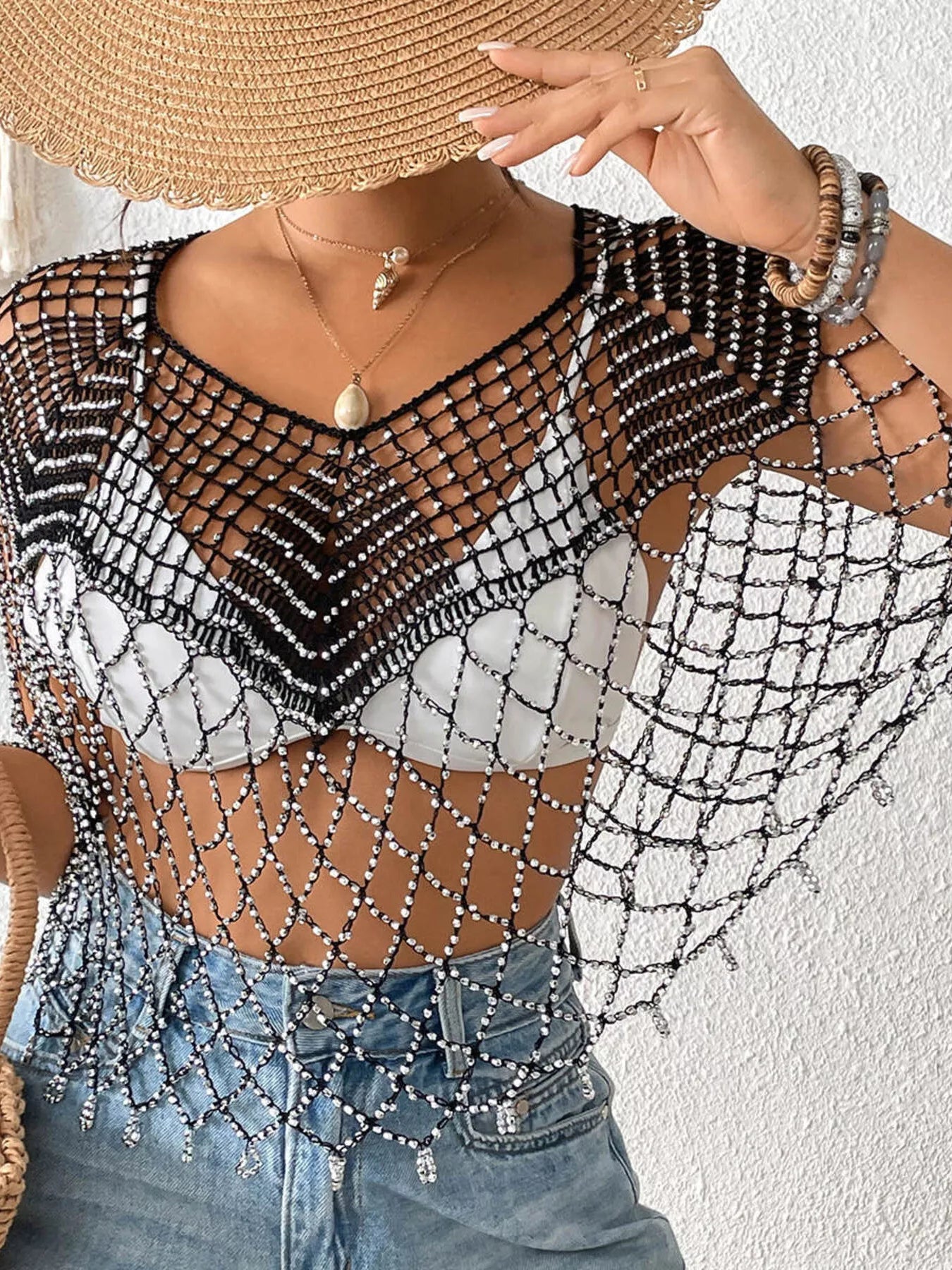 Beaded Crochet Cover Up