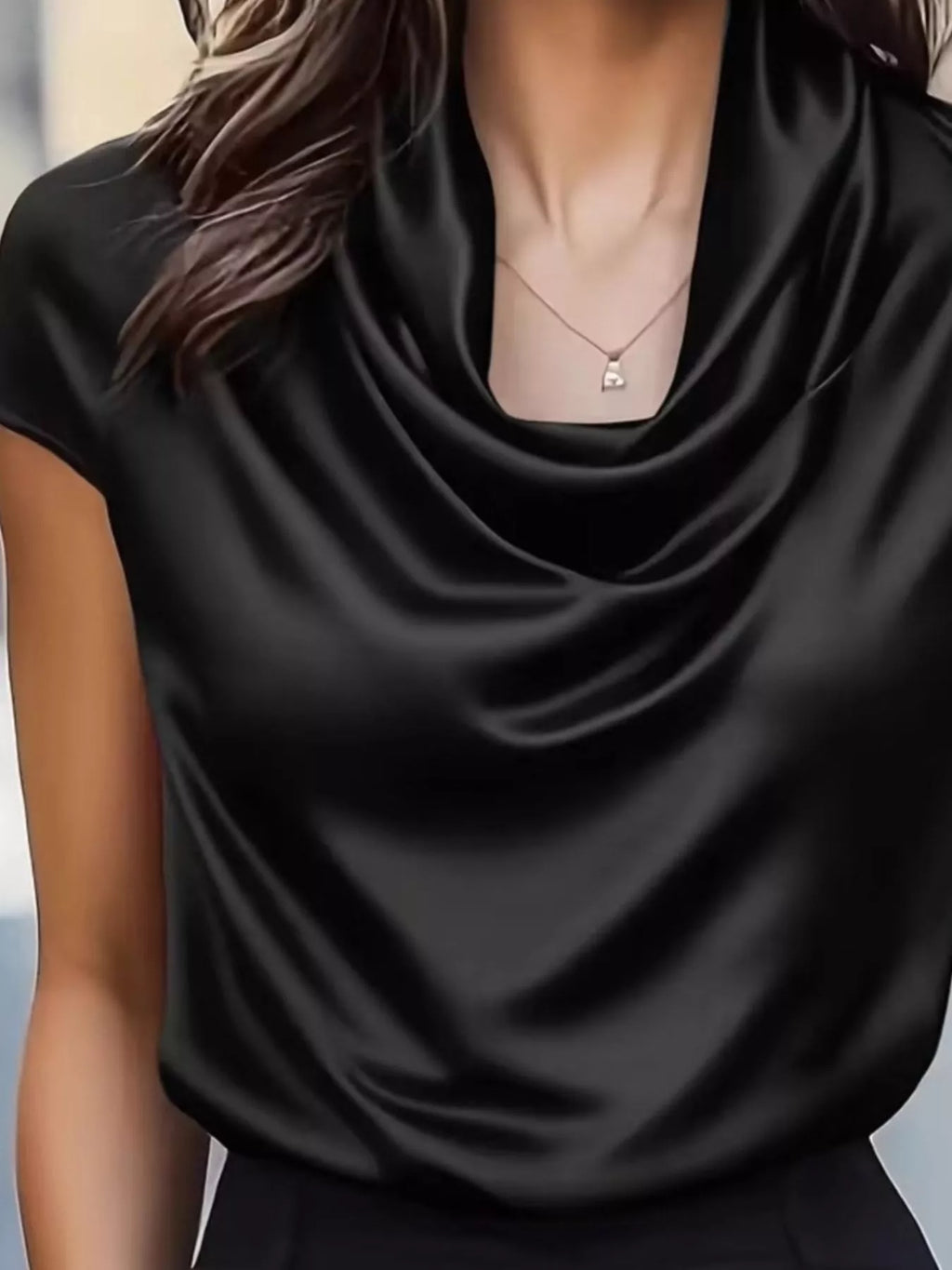 Satin Cowl Neck Blouse