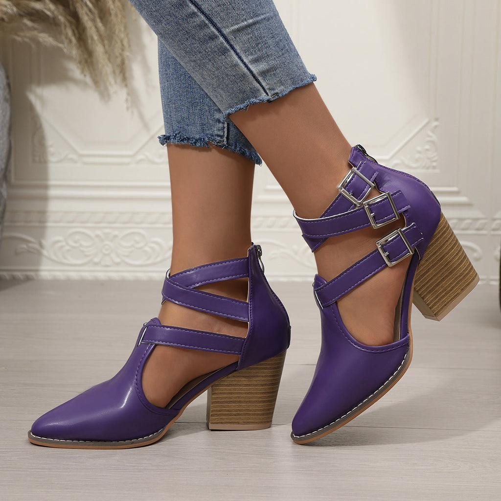 Point Toe Block Heels Pumps