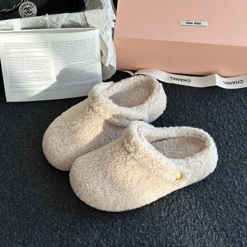 🩴 Women’s Closed-Toe Fleece-Lined Thickened Two-Way Wear Slippers
