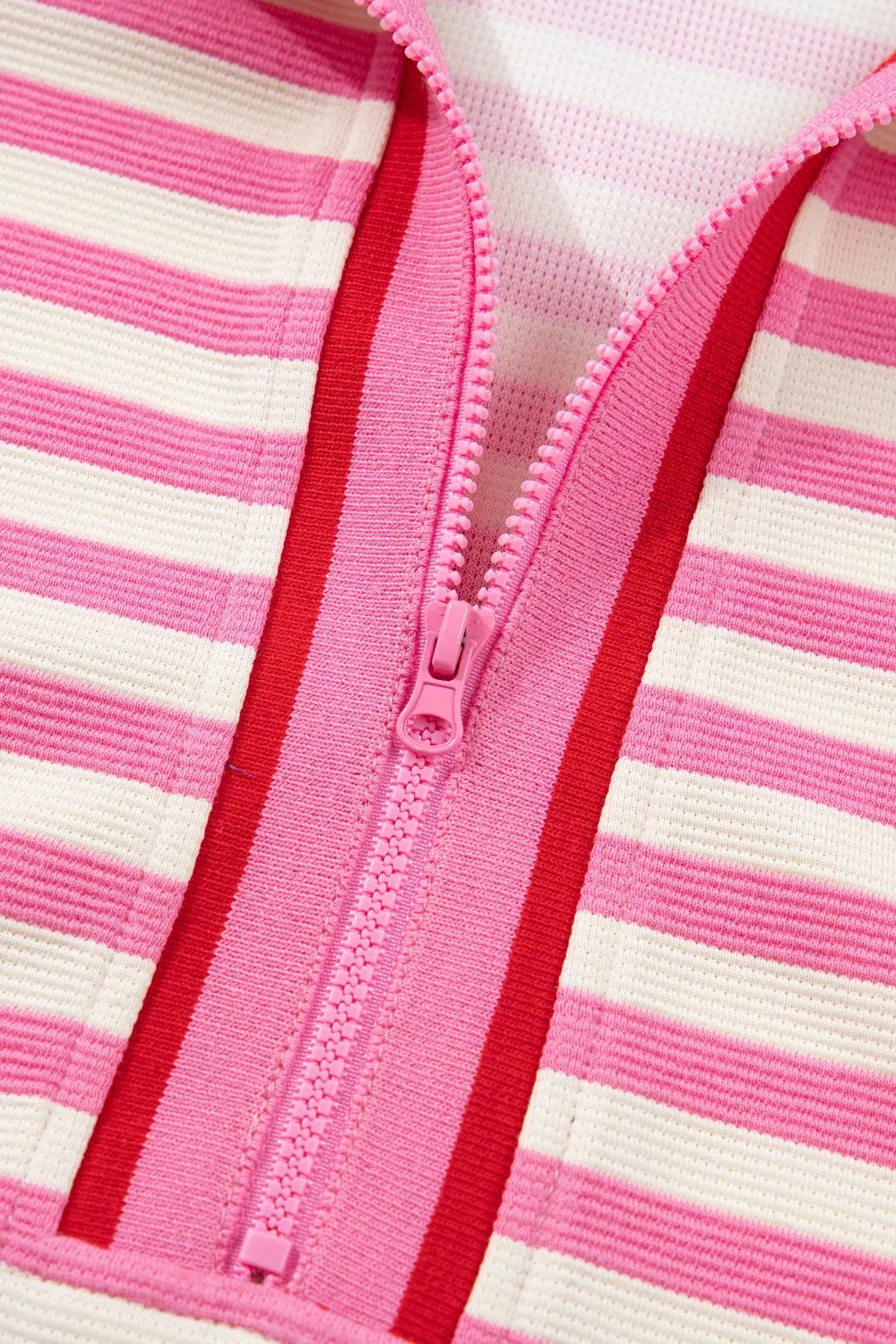 Half Zip Striped Sleeveless Top and Skirt Set
