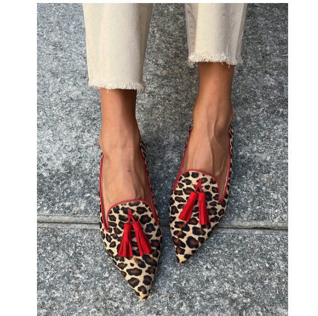 Cow Print Tassel Pumps Women | Casual Slip-On Style