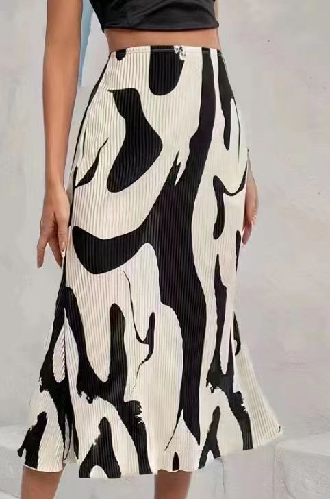 Women’s Tropical Print Pleated Skirt
