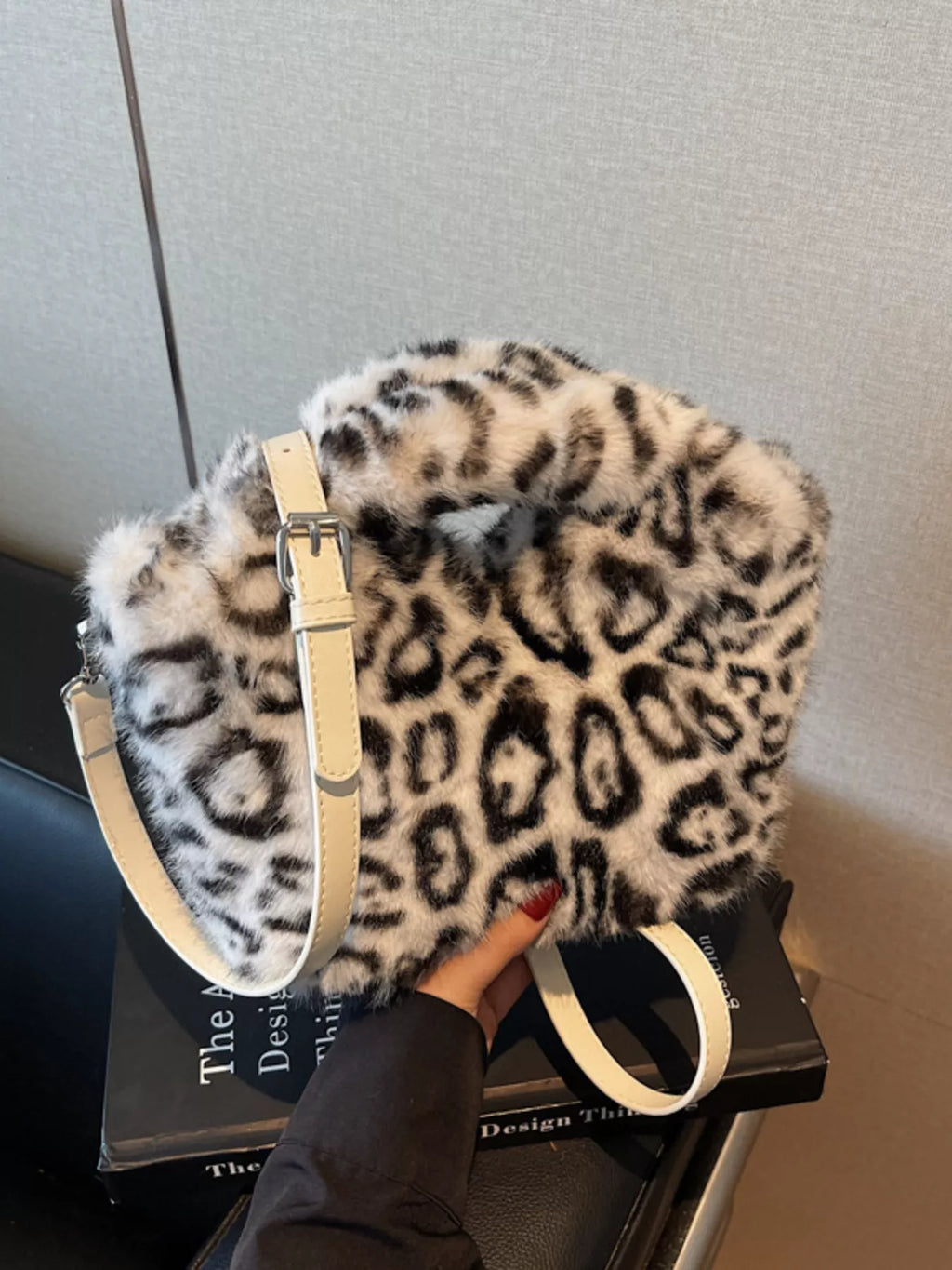 Leopard Plush Crossbody Bag