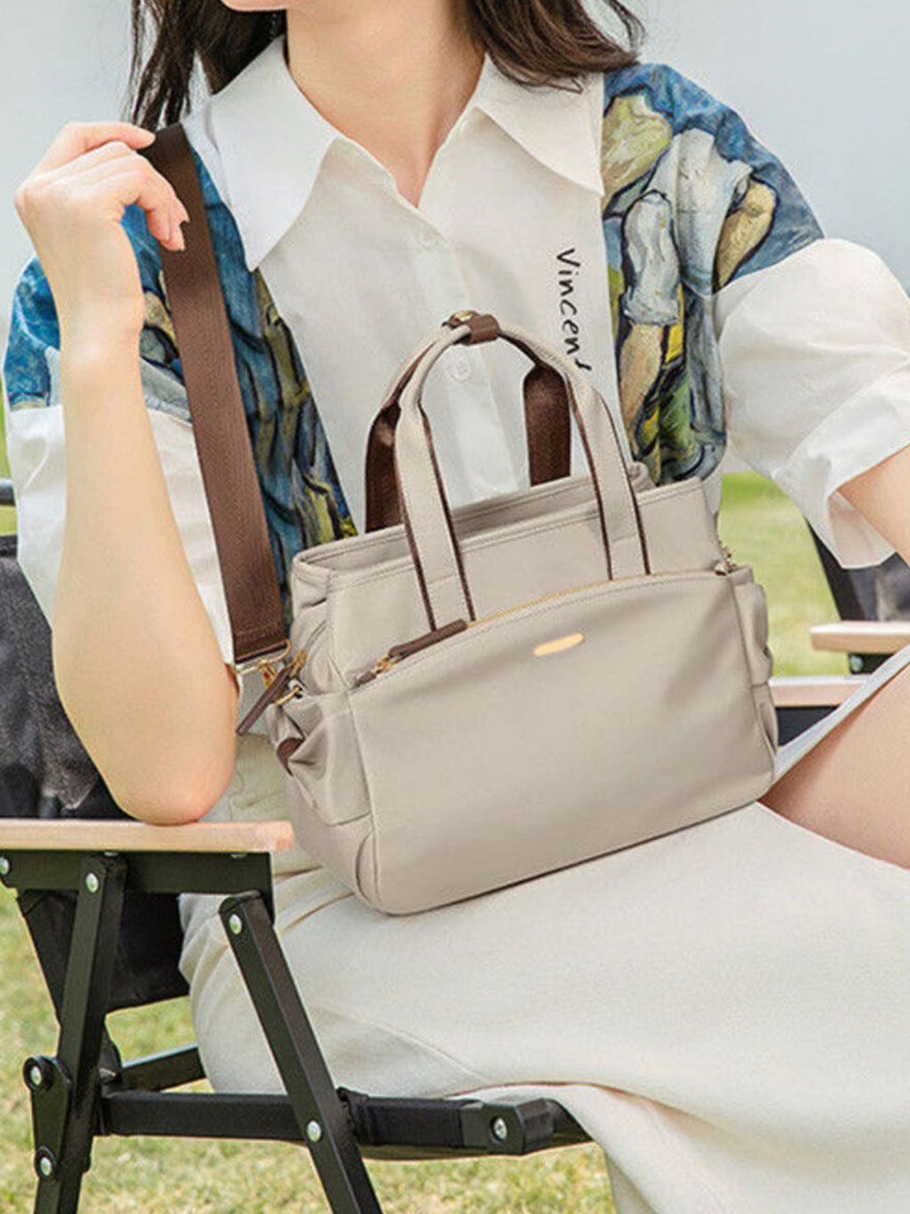 Top Handle Nylon Shoulder Bag