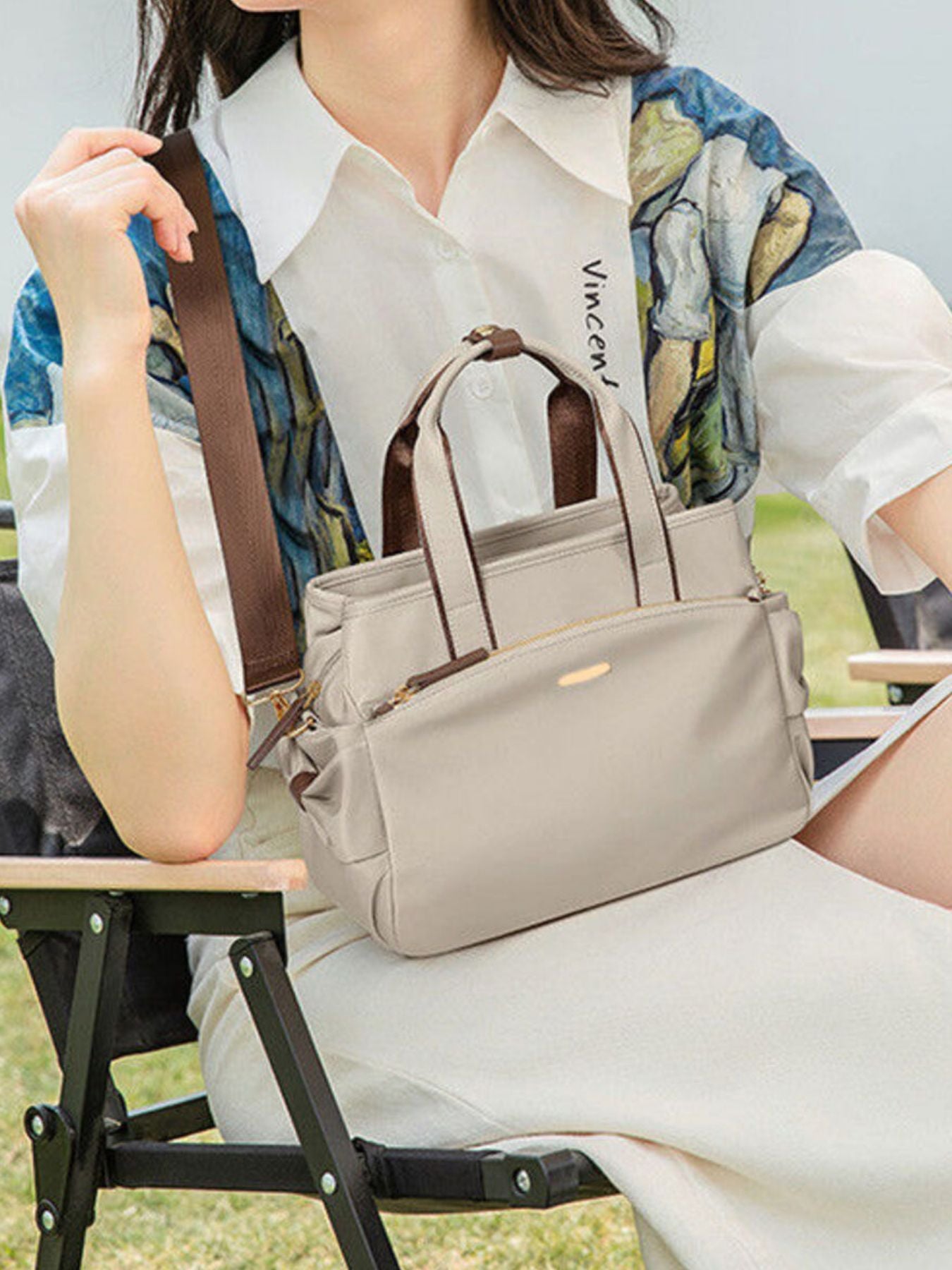 Top Handle Nylon Shoulder Bag
