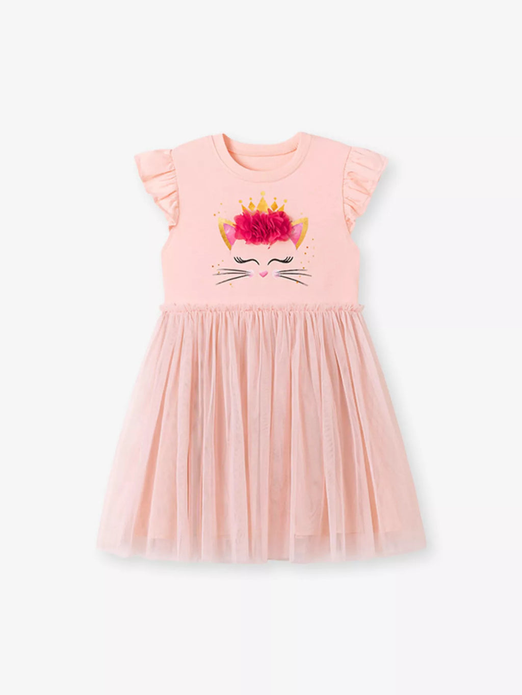 Children's Ruffled Sleeve Tulle Dress