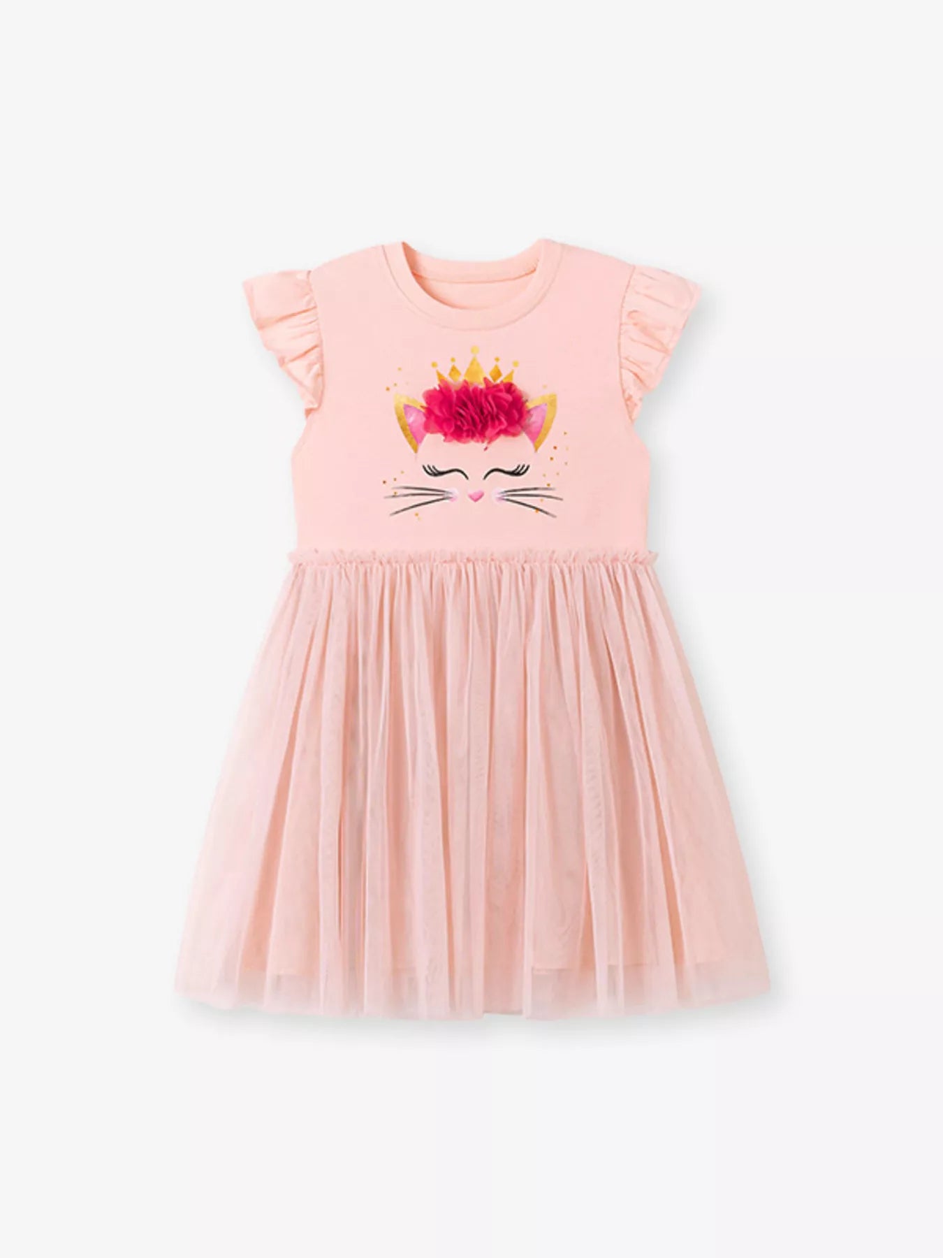 Children's Ruffled Sleeve Tulle Dress