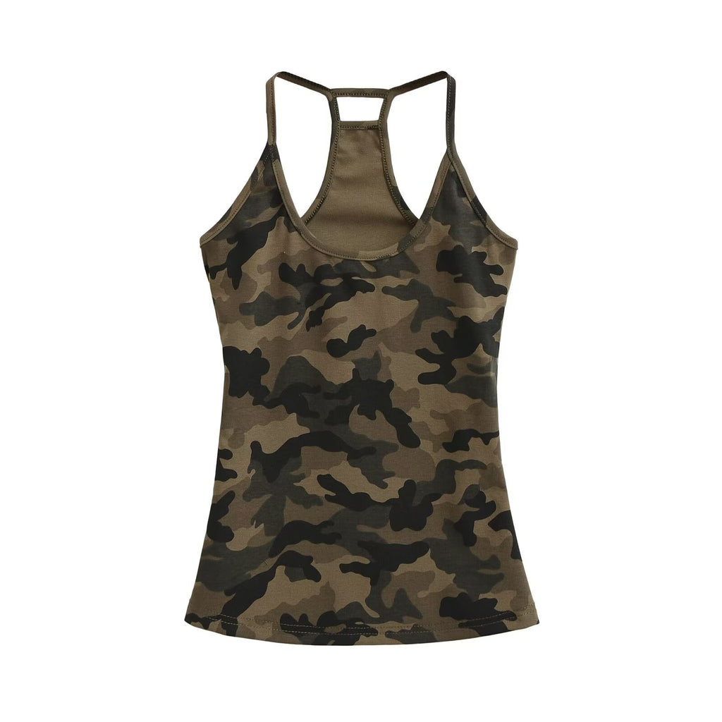 Camouflage neck hanging tank top