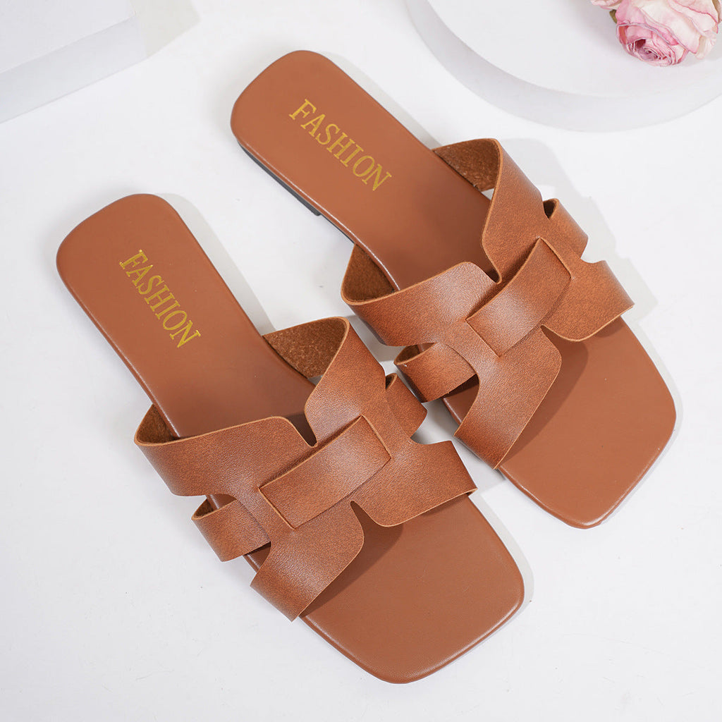 Woven Strap Slide Sandals