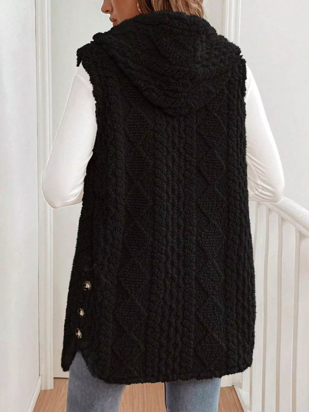 Cozy Sherpa Fleece Hooded Vest Coat