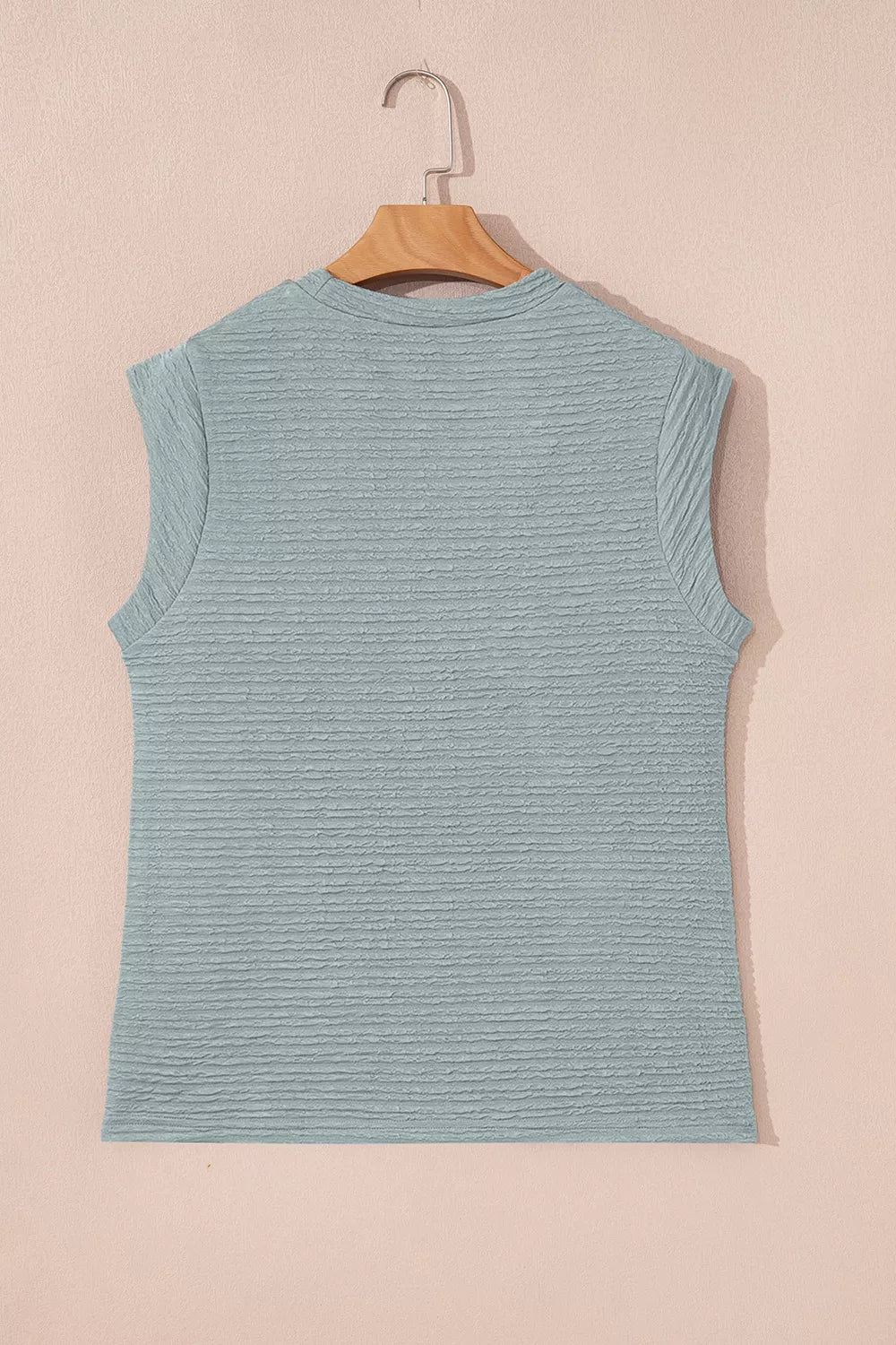 Solid Color Textured Crew Neck Top