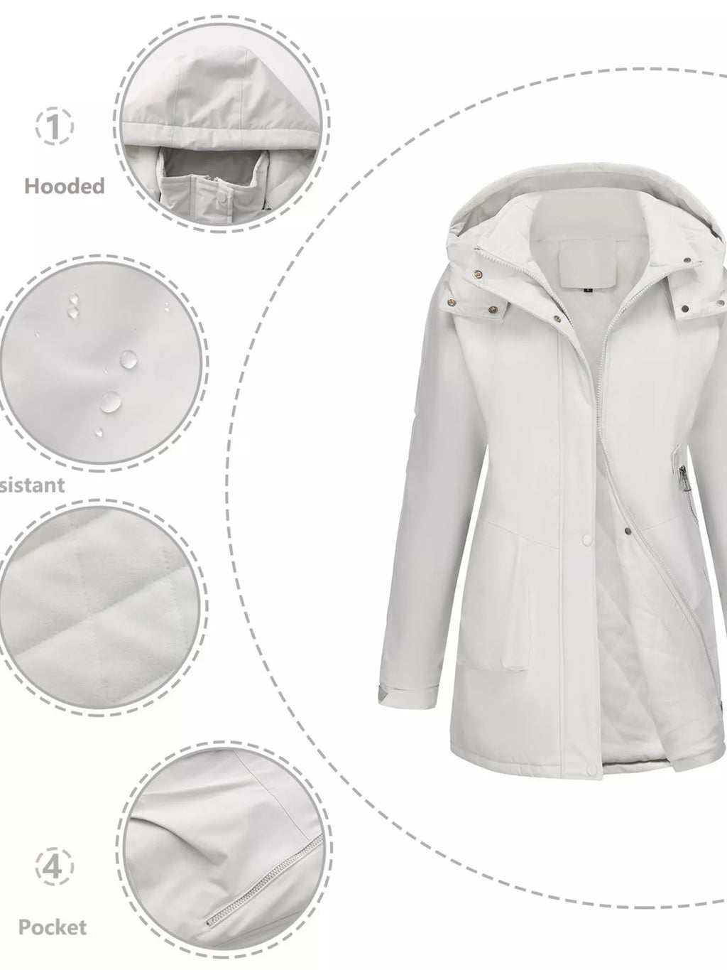 Full Size Hooded Mid-Length Windproof Outerwear Plus Size