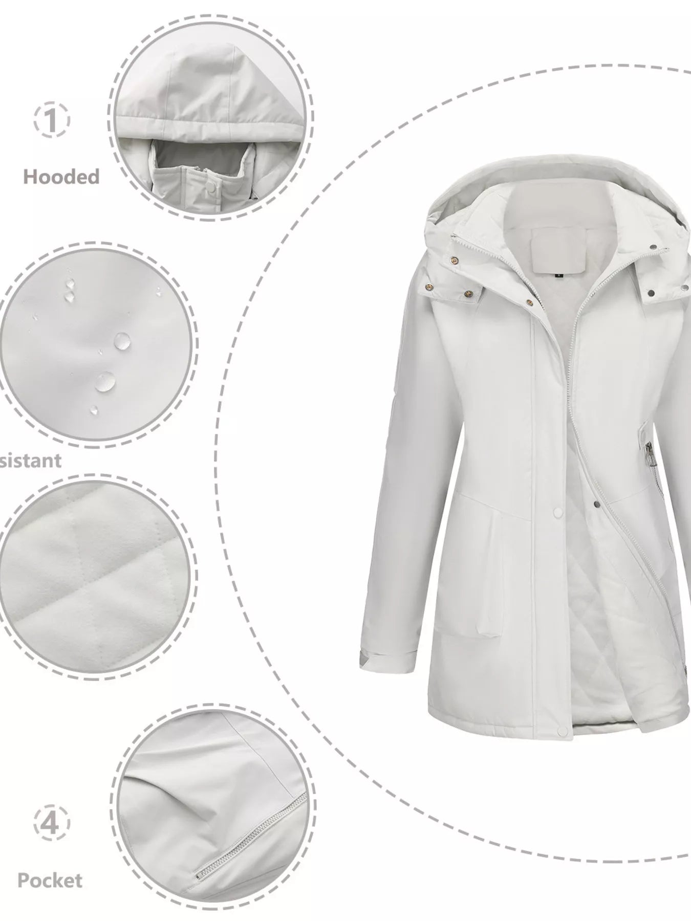 Full Size Hooded Mid-Length Windproof Outerwear Plus Size