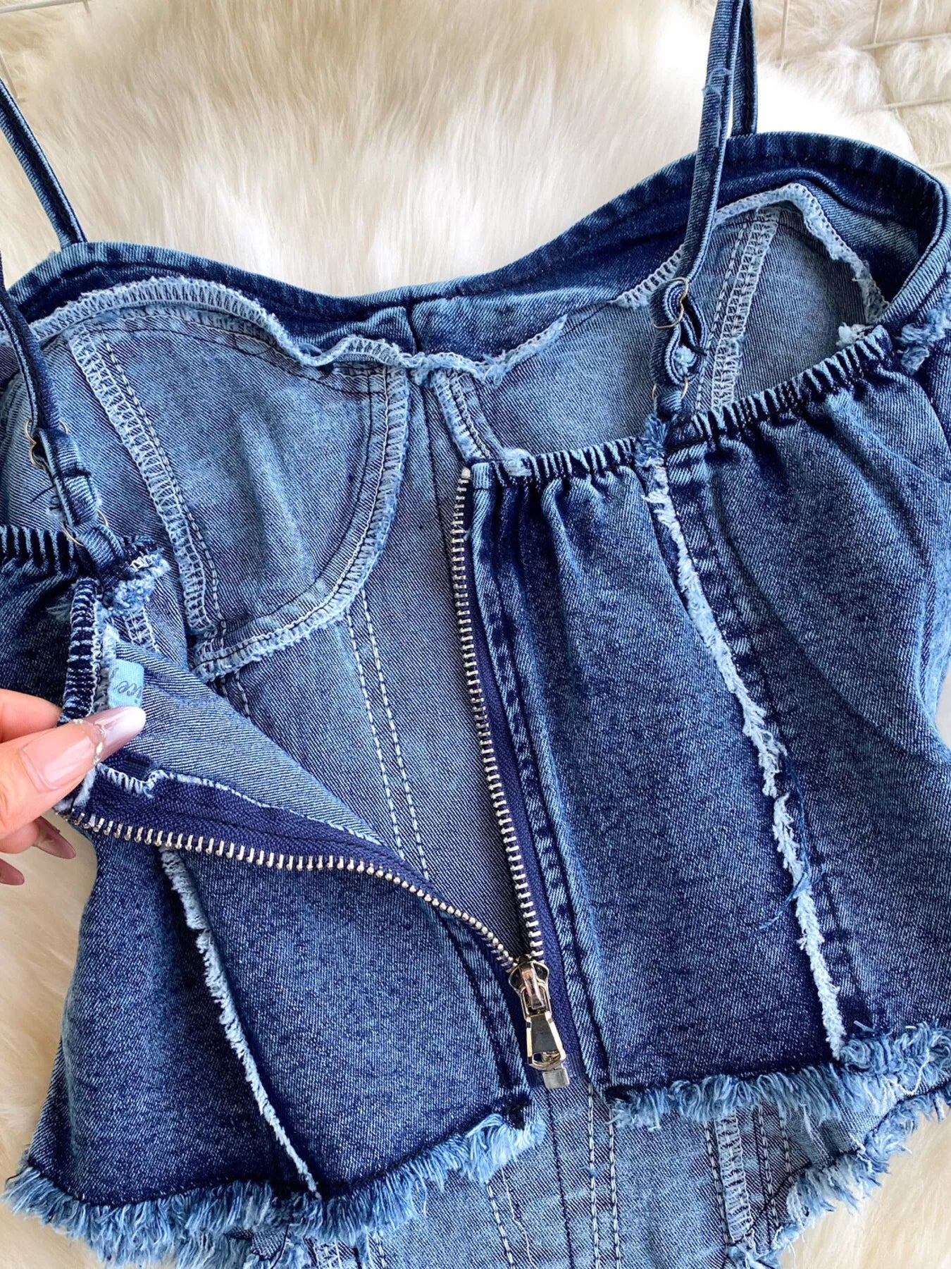Raw Hem Denim Cami and Flare Jeans Set