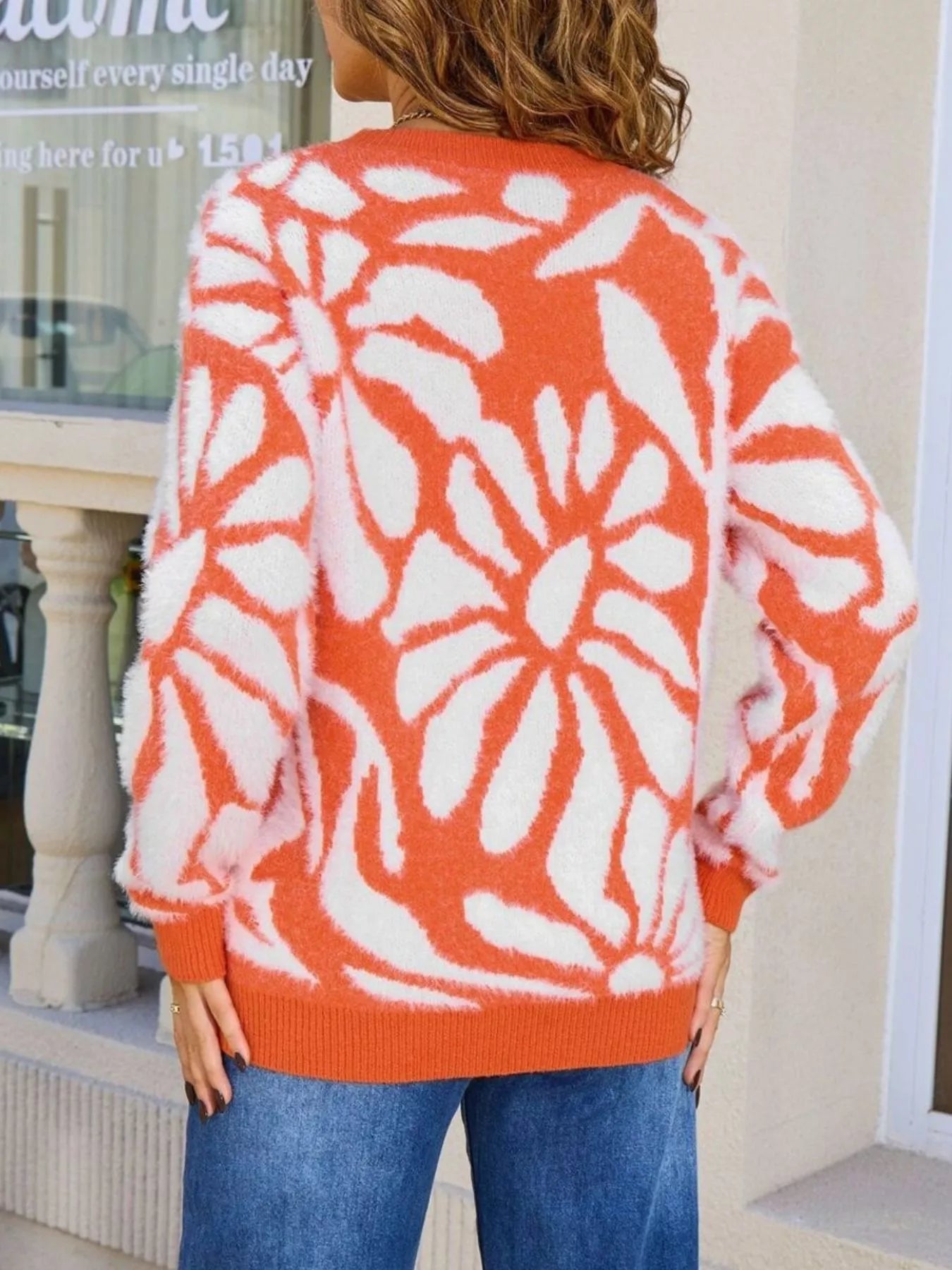 Fuzzy Knit Round Neck Sweater