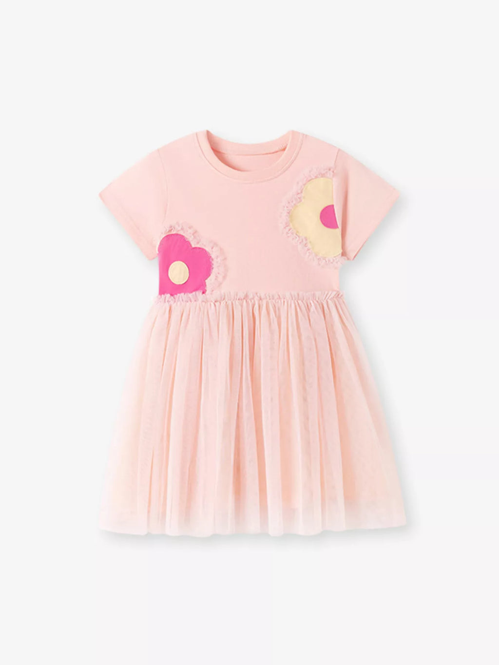 Children's Flower Round Neck Tulle Dress
