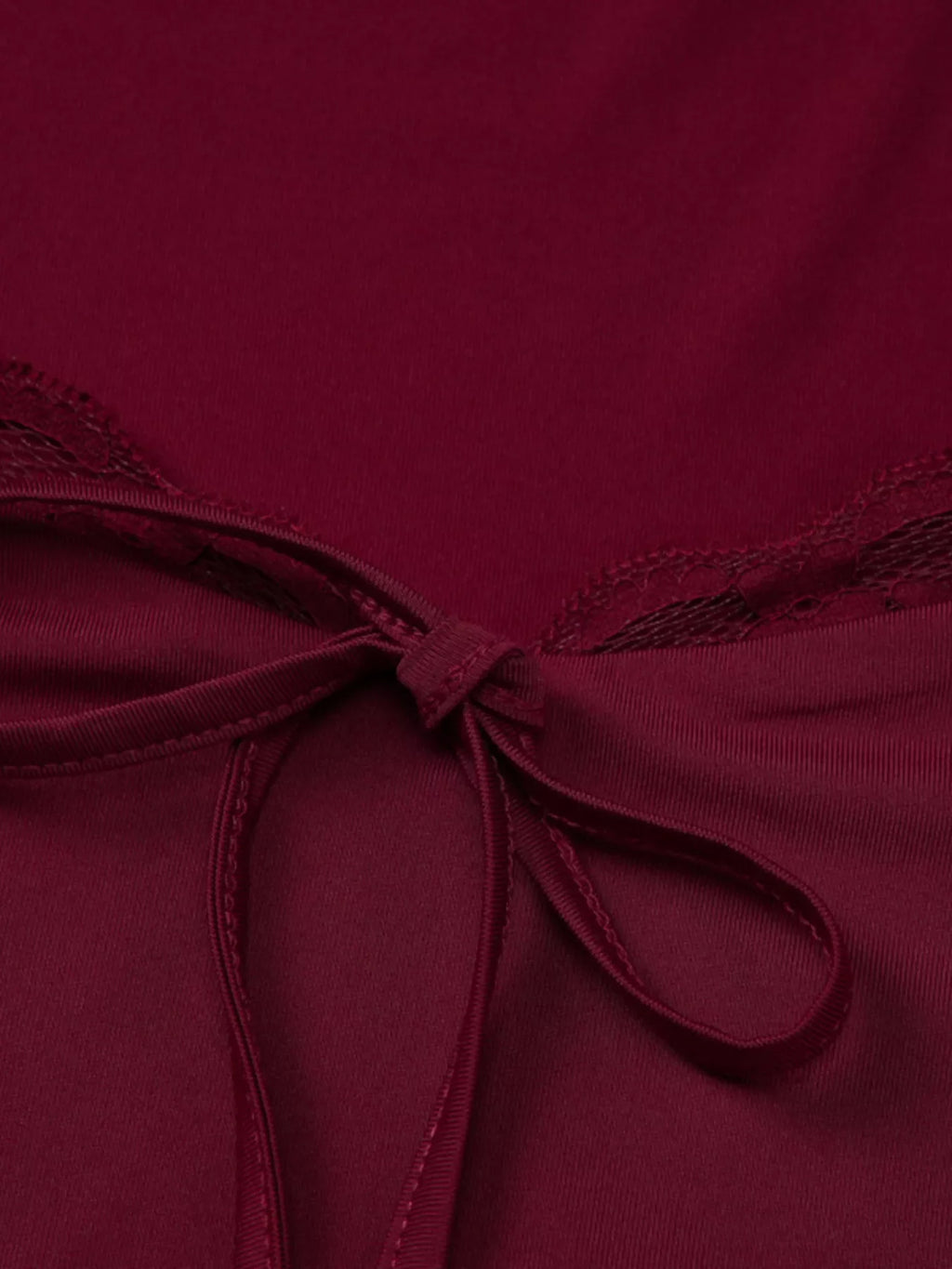 Sweetheart Neck Lace Trim Tie-Front T-Shirt