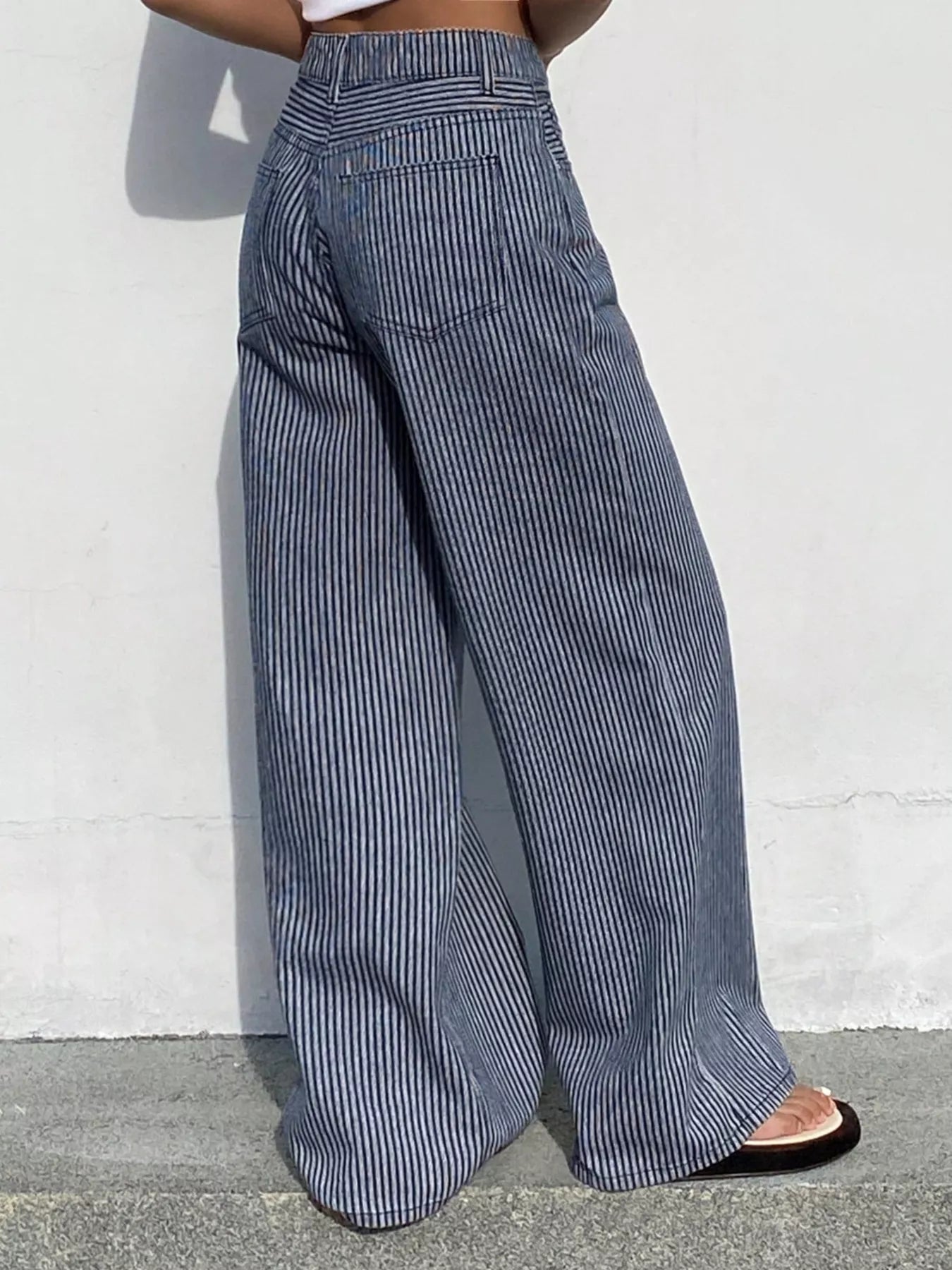 Striped Wide-Leg Jeans