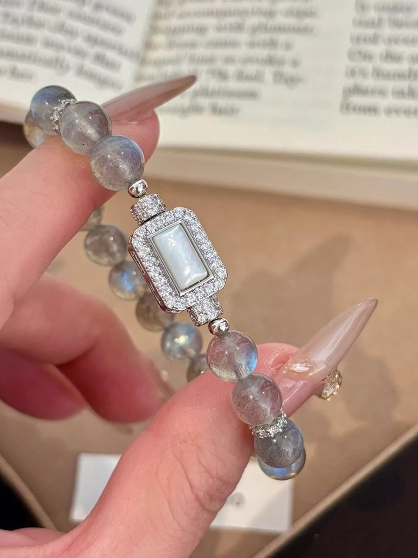 Moonstone Bead Geometric Bracelet
