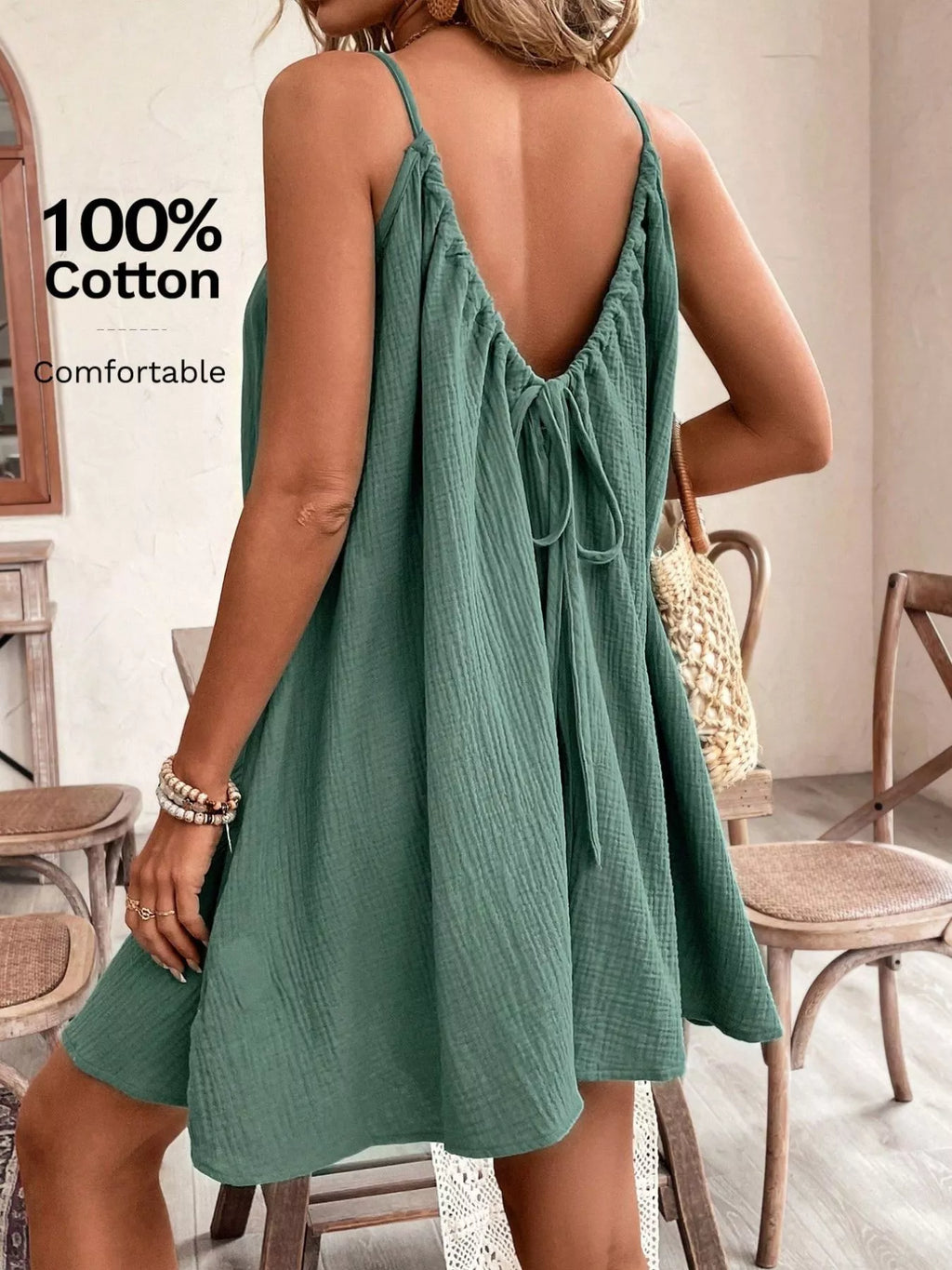 Casual Loose Spaghetti Strap Mini Dress