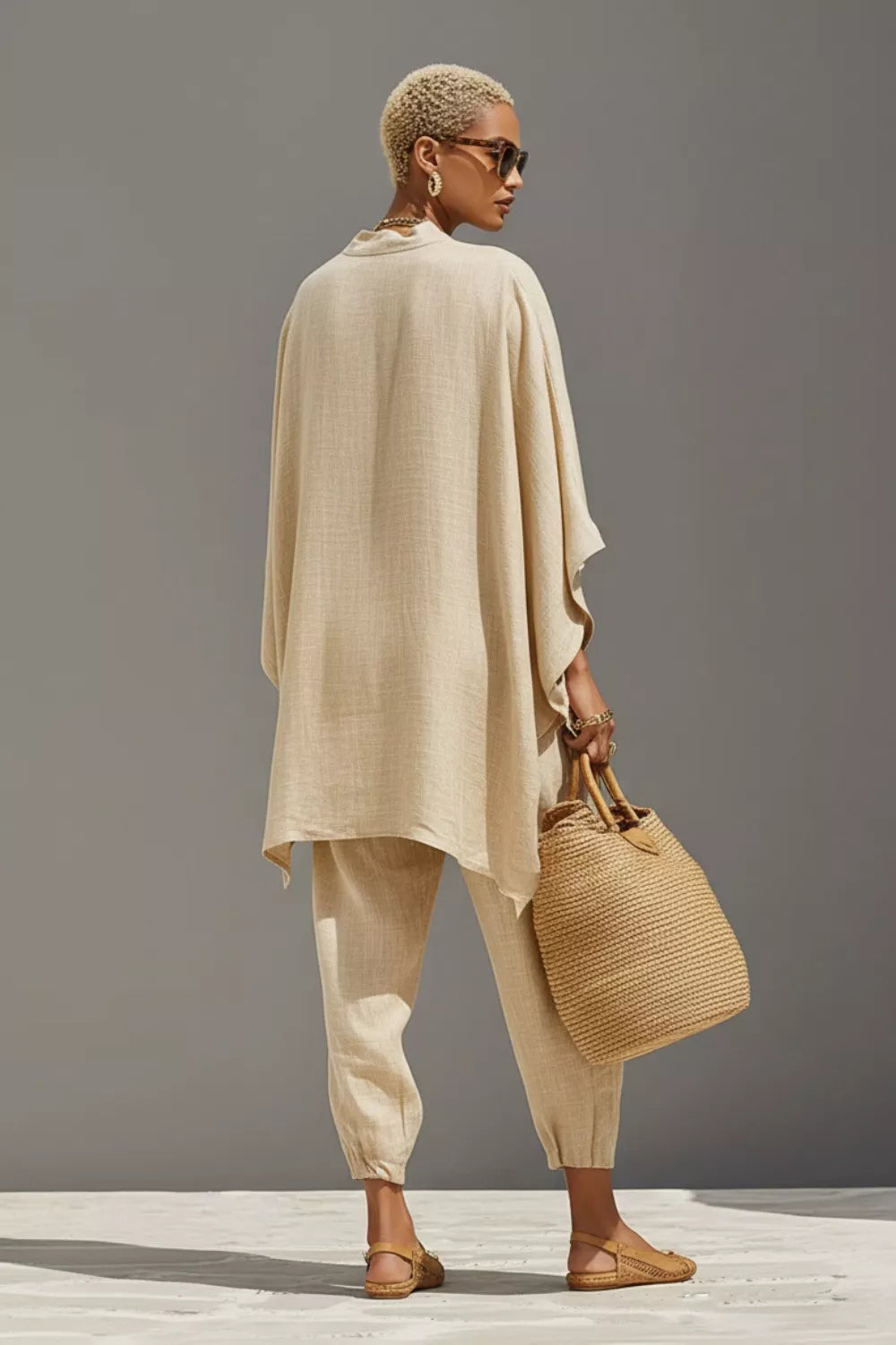 Relaxed Fit Top and Pants Two-Piece Set