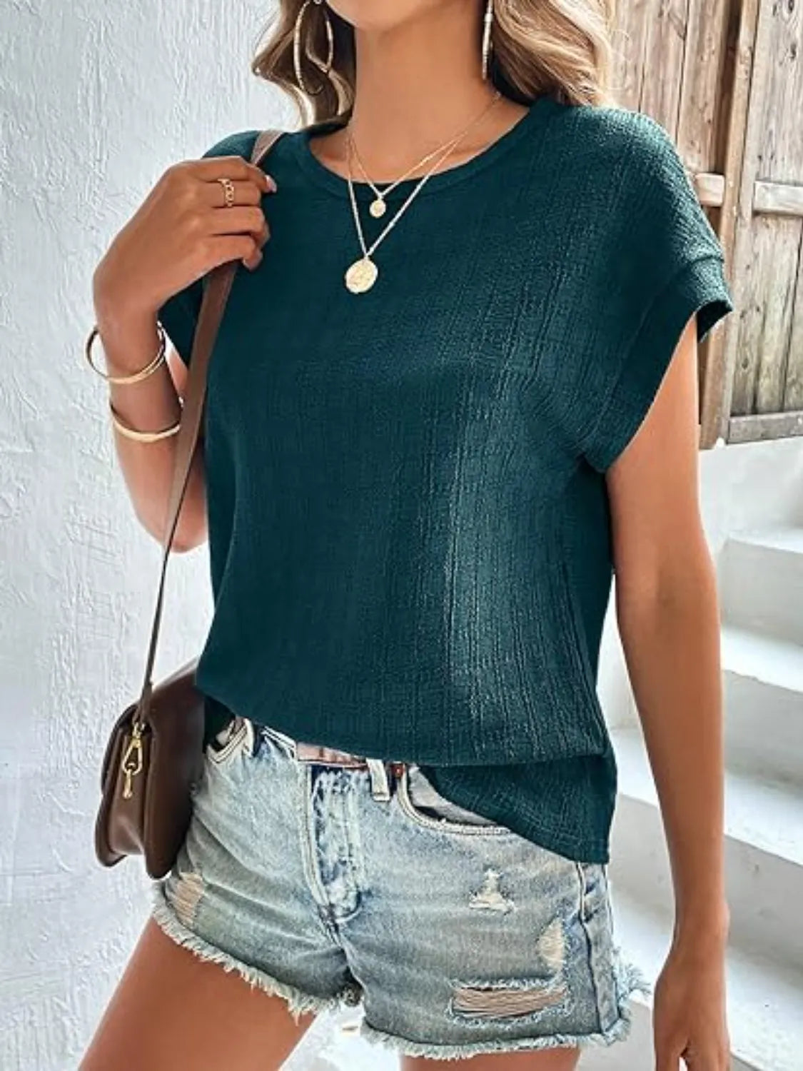 Round Neck Cap Sleeve T-Shirt