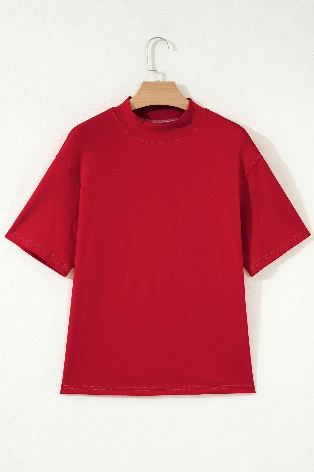 Reversible Contrast Stitching Mock Neck T-Shirt