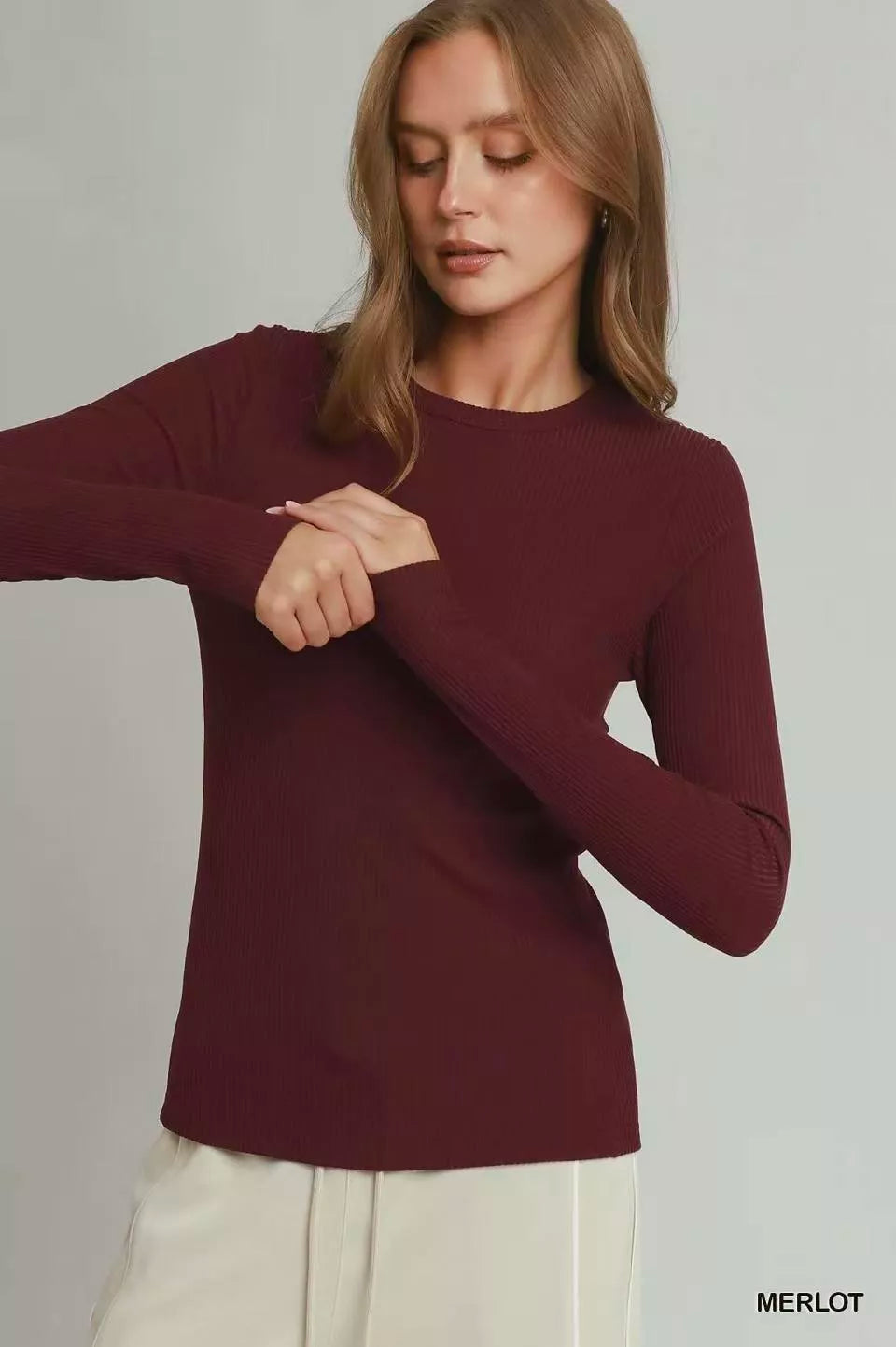 Umgee Brushed Rib Long Sleeve Top