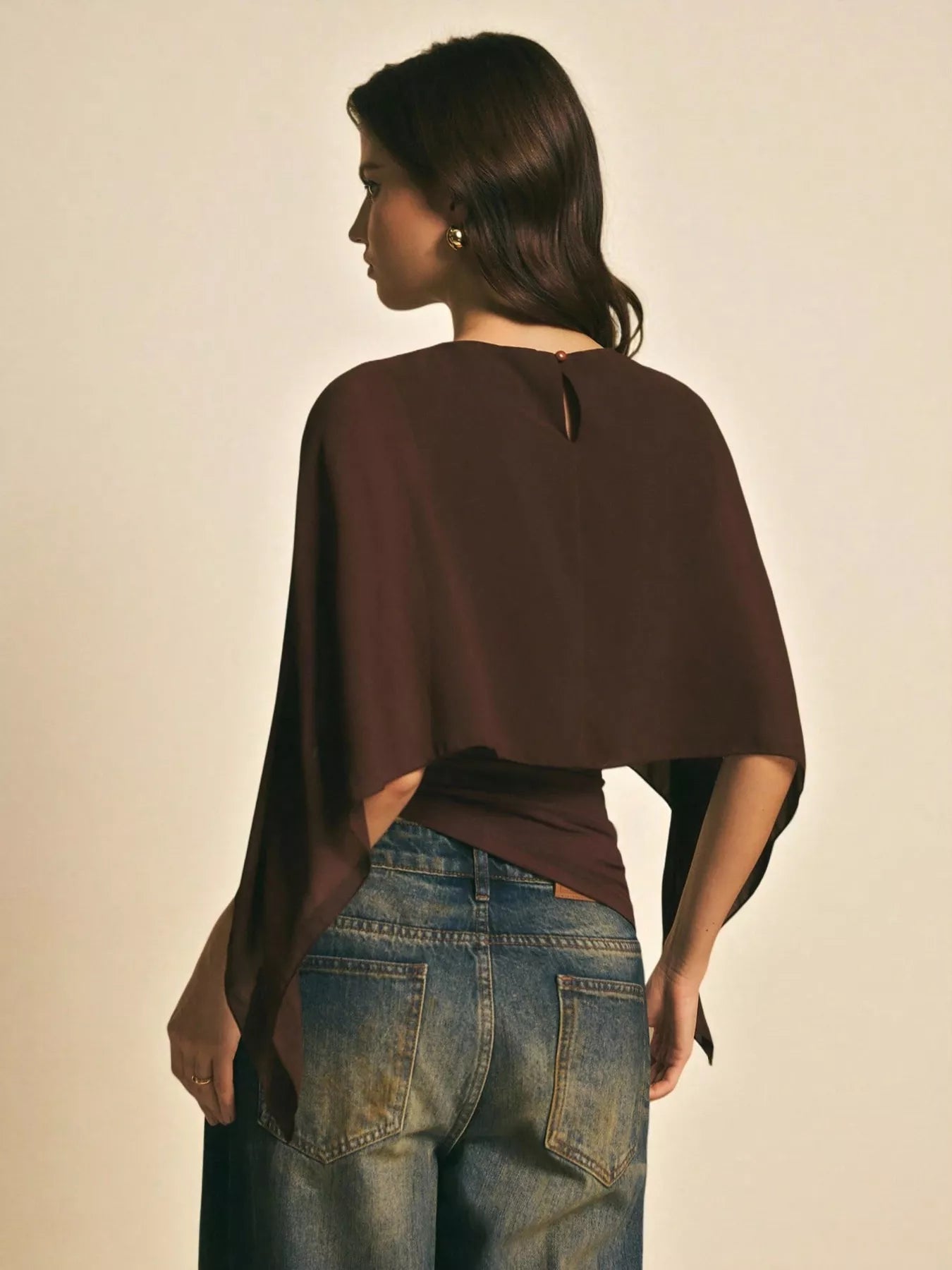 Cape Sleeve Chiffon Top